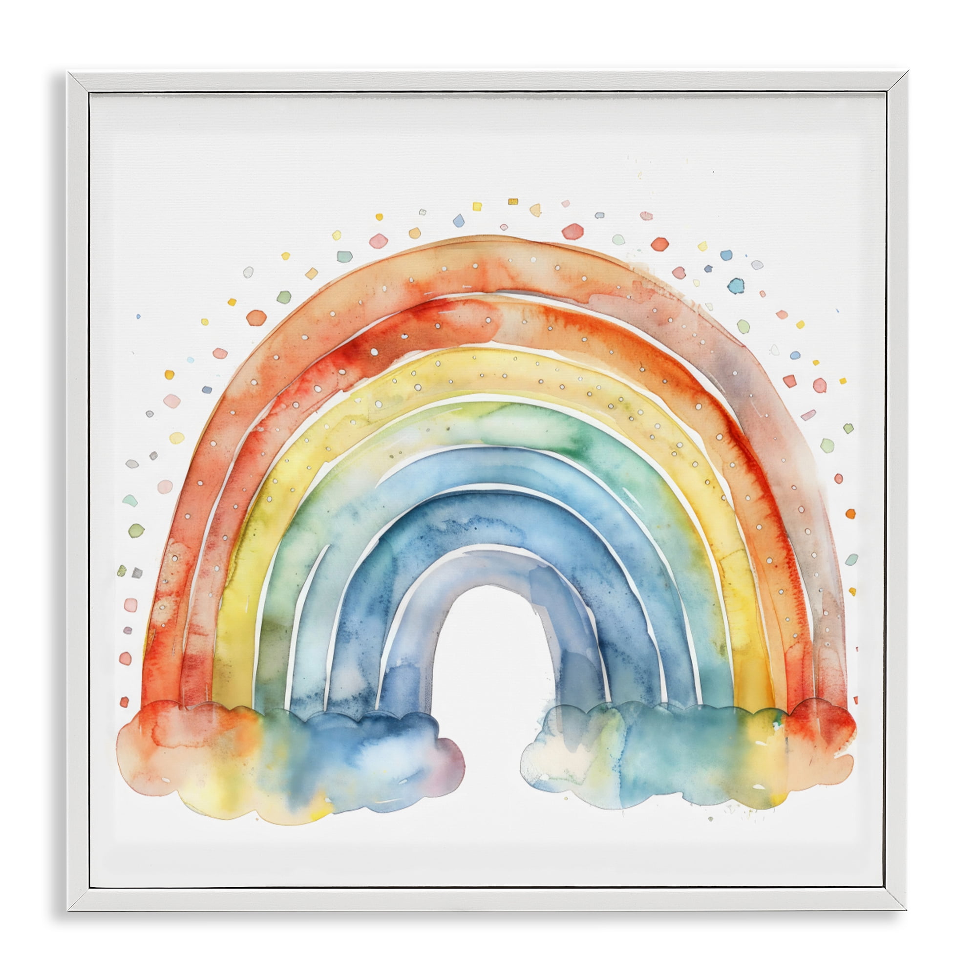Stupell Industries Colored Rainbow Clouds White Framed Giclee Art, design by Creative Studio
