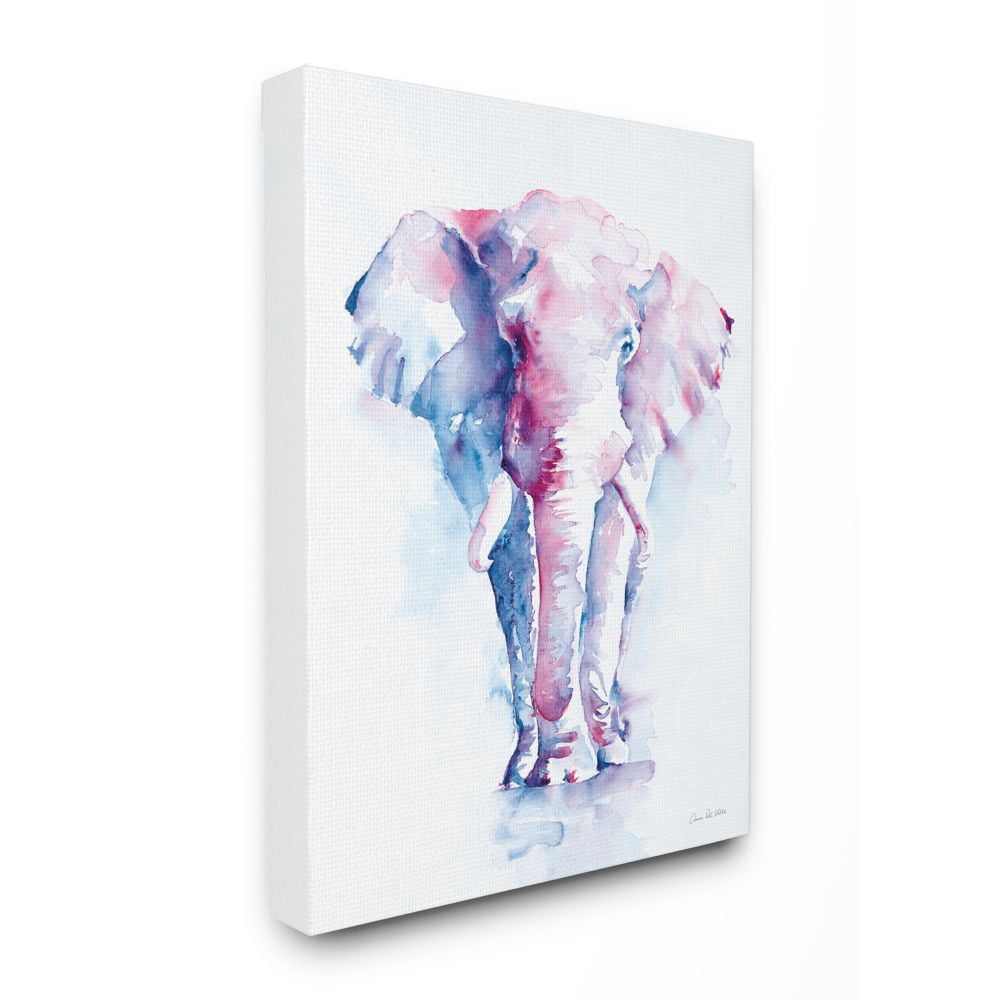 Stupell Industries Colorful Abstract Elephant Animal Blue Watercolor Painting Canvas Wall Art by Aimee Del Valle