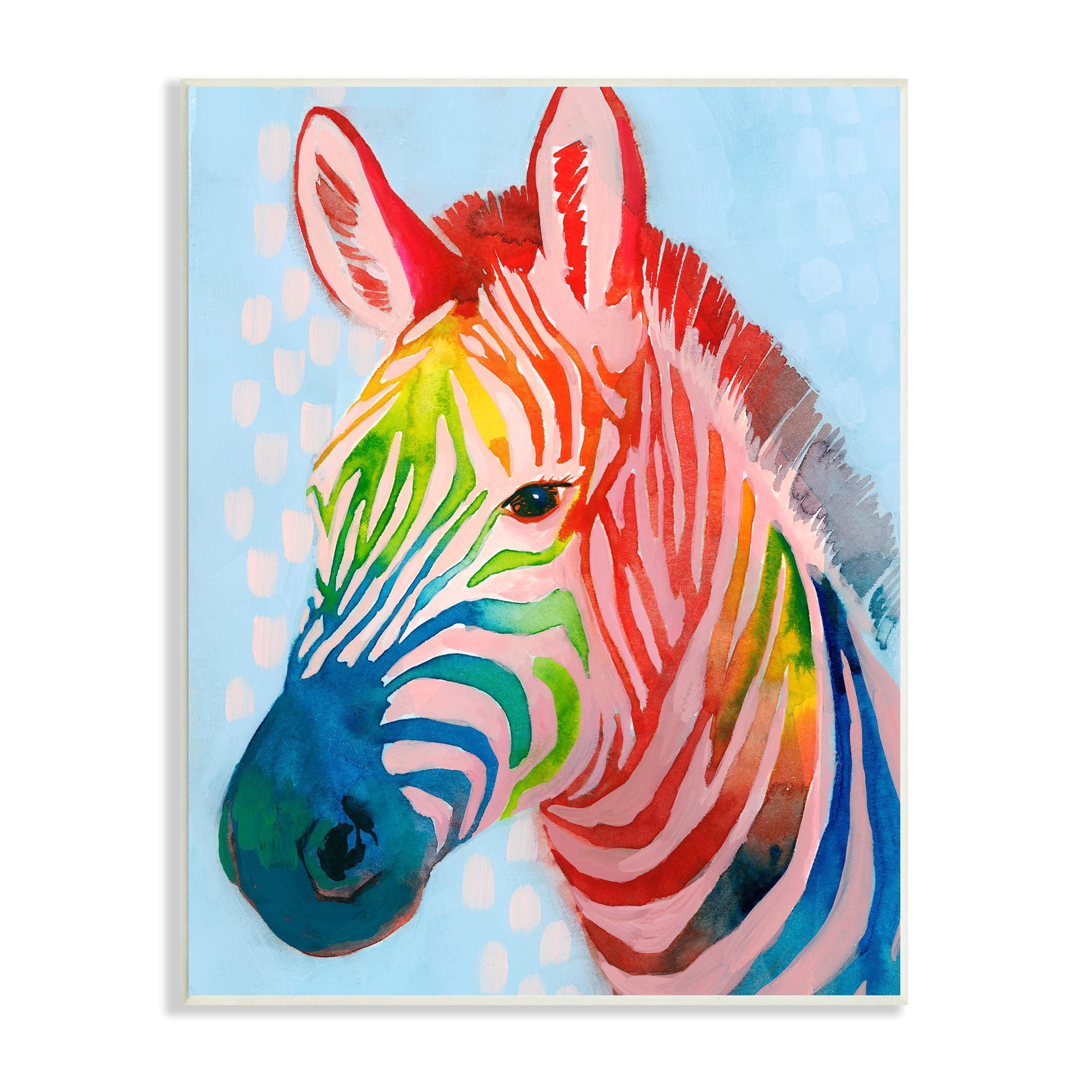 Colorful Abstract Zebra Rainbow Wall Plaque Art on MDF