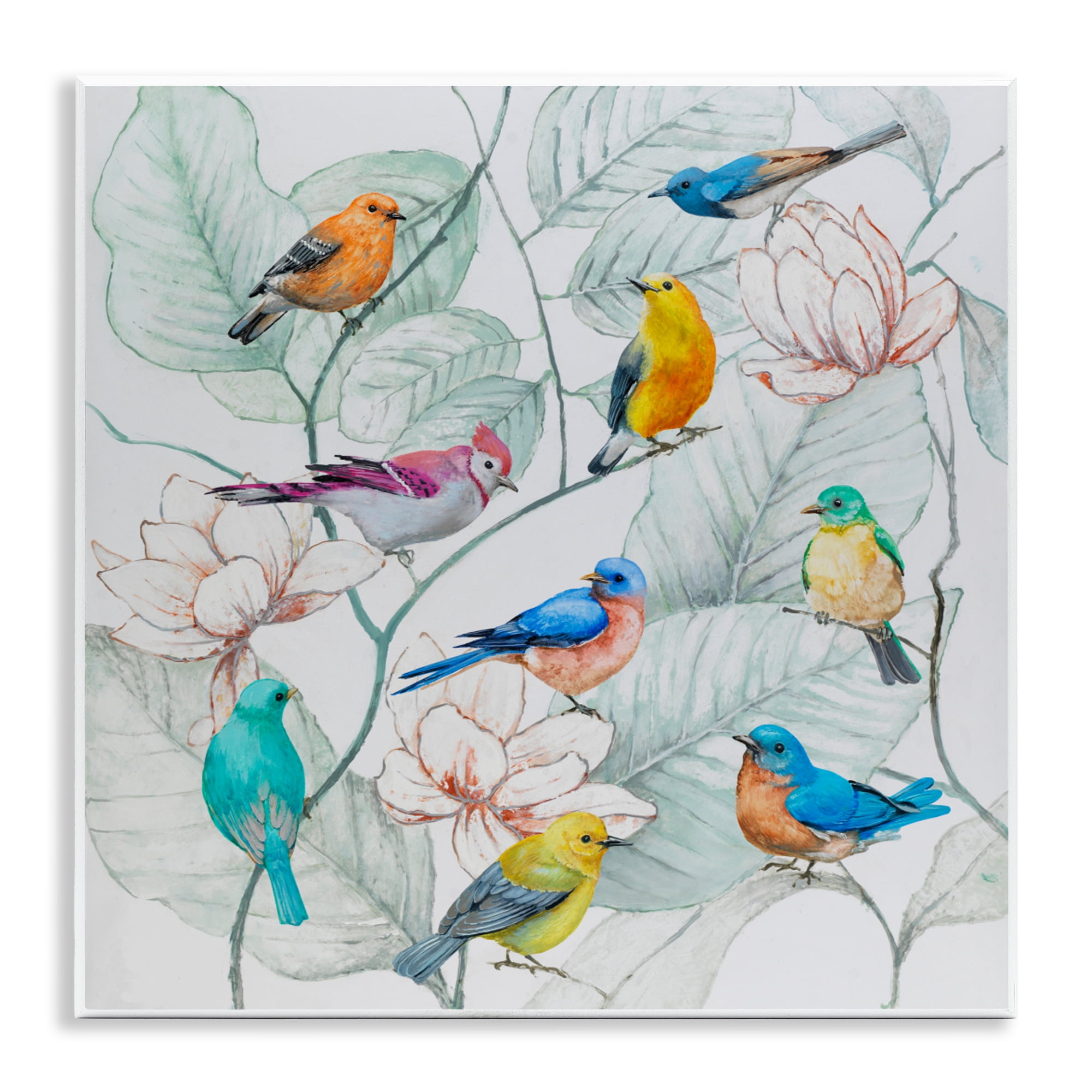 Stupell Industries Colorful Array Of Birds Wall Plaque Art, design by Lorenzo Collective
