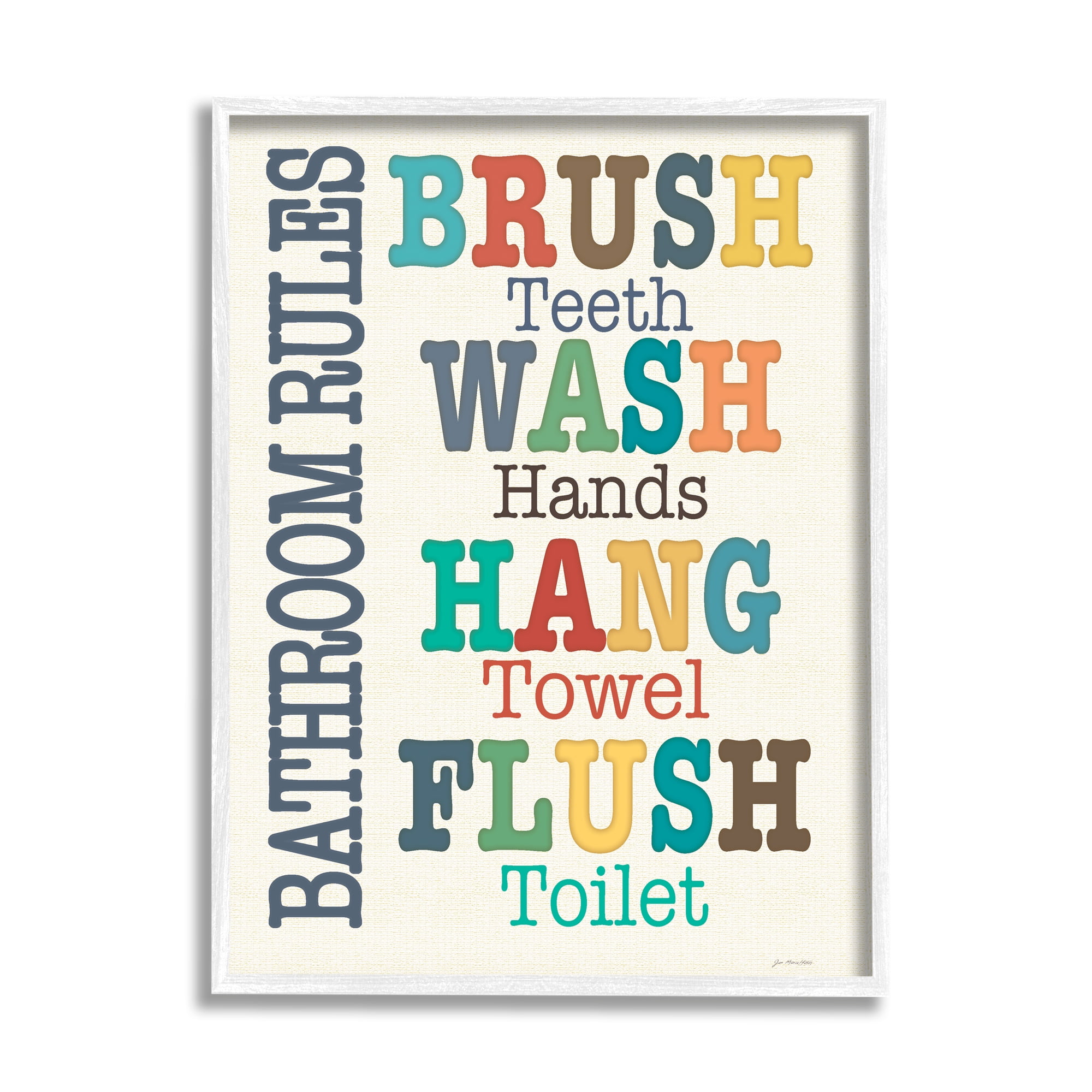 Stupell Industries Colorful Bathroom Rules Typography, 24 x 30,Design by Jo Moulton