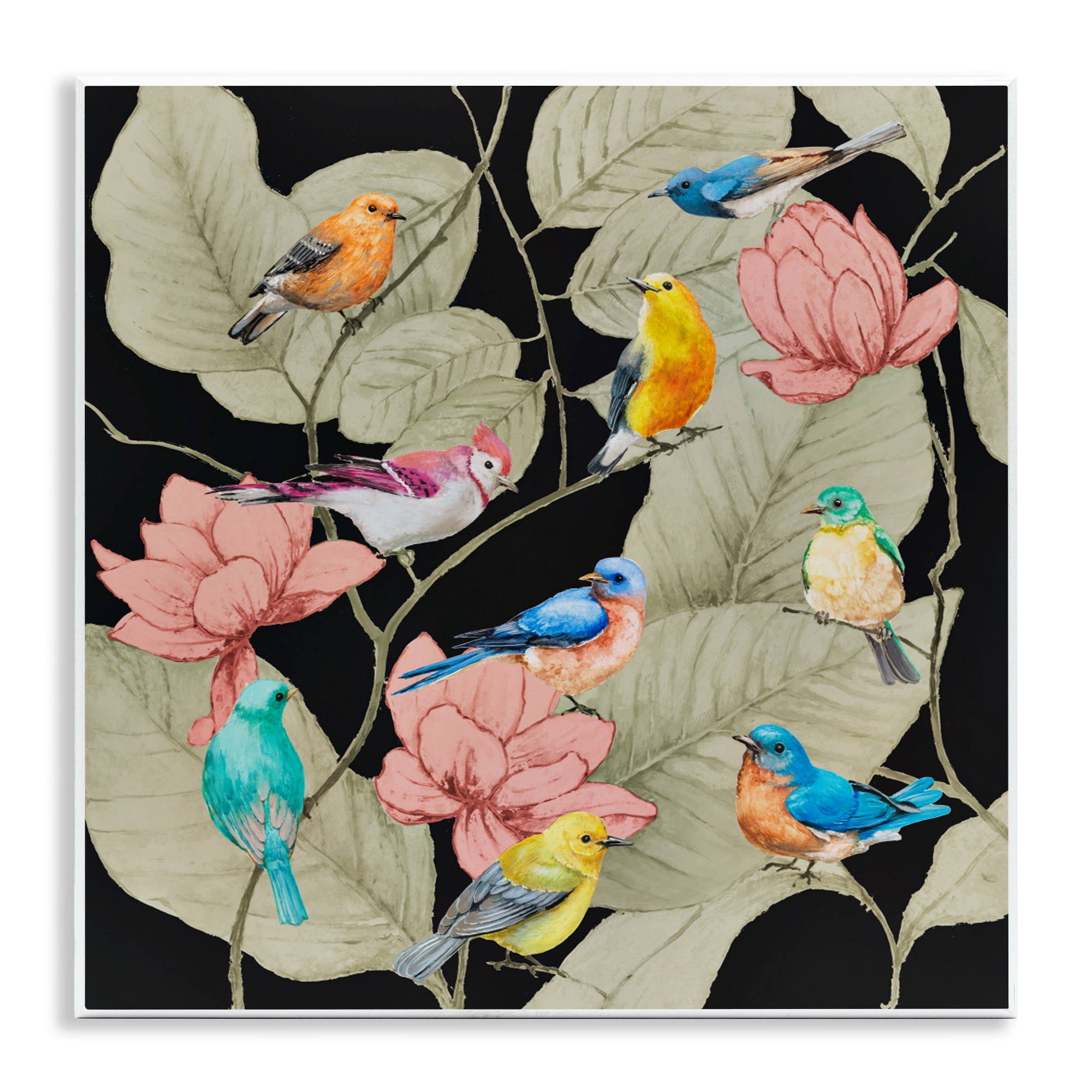 Stupell Industries Colorful Birds & Leaf Motif Wall Plaque Art, design by Lorenzo Collective