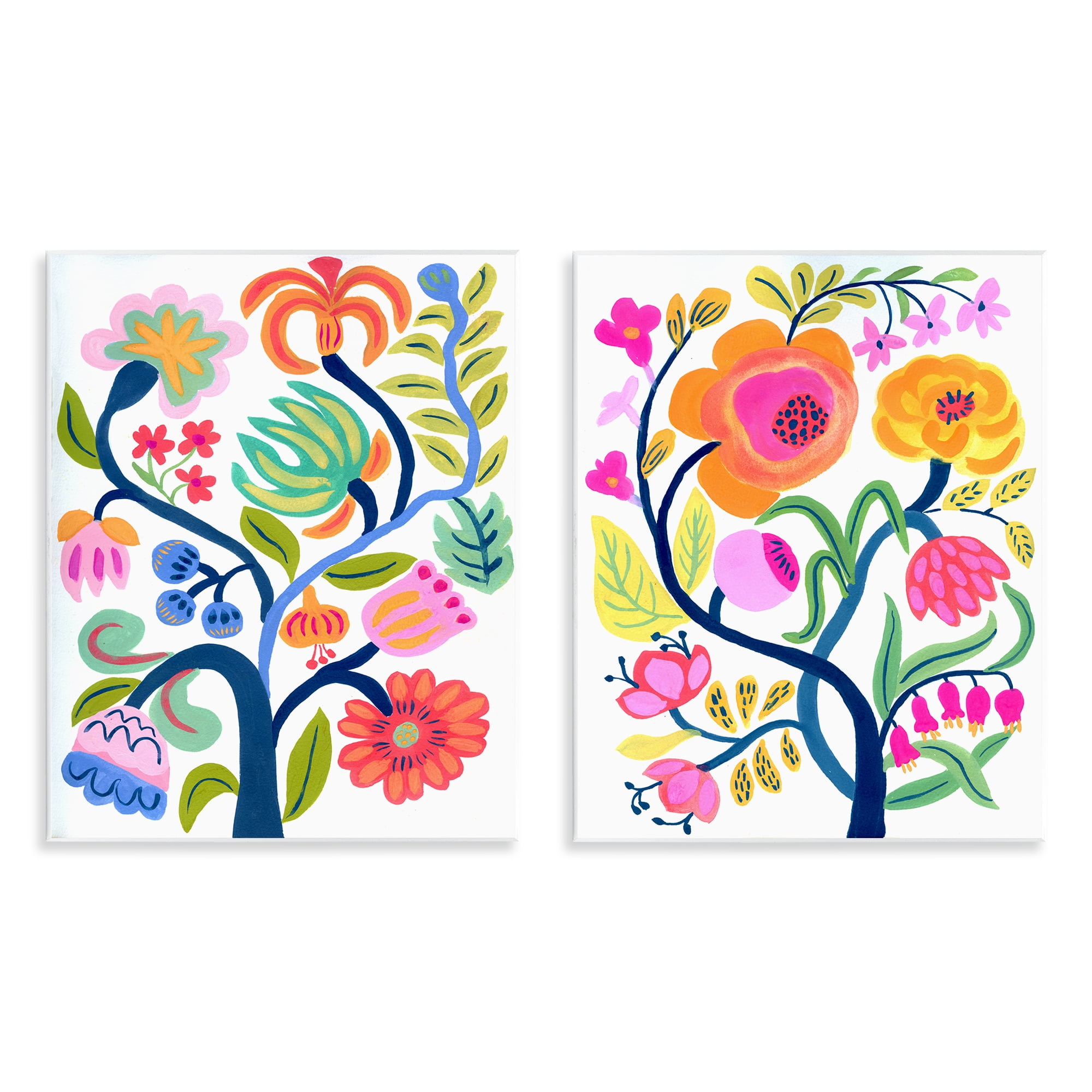 Stupell Industries Colorful Boho Blue Tree 2 Piece Wall Plaque Art Set, design by Suzanne Allard