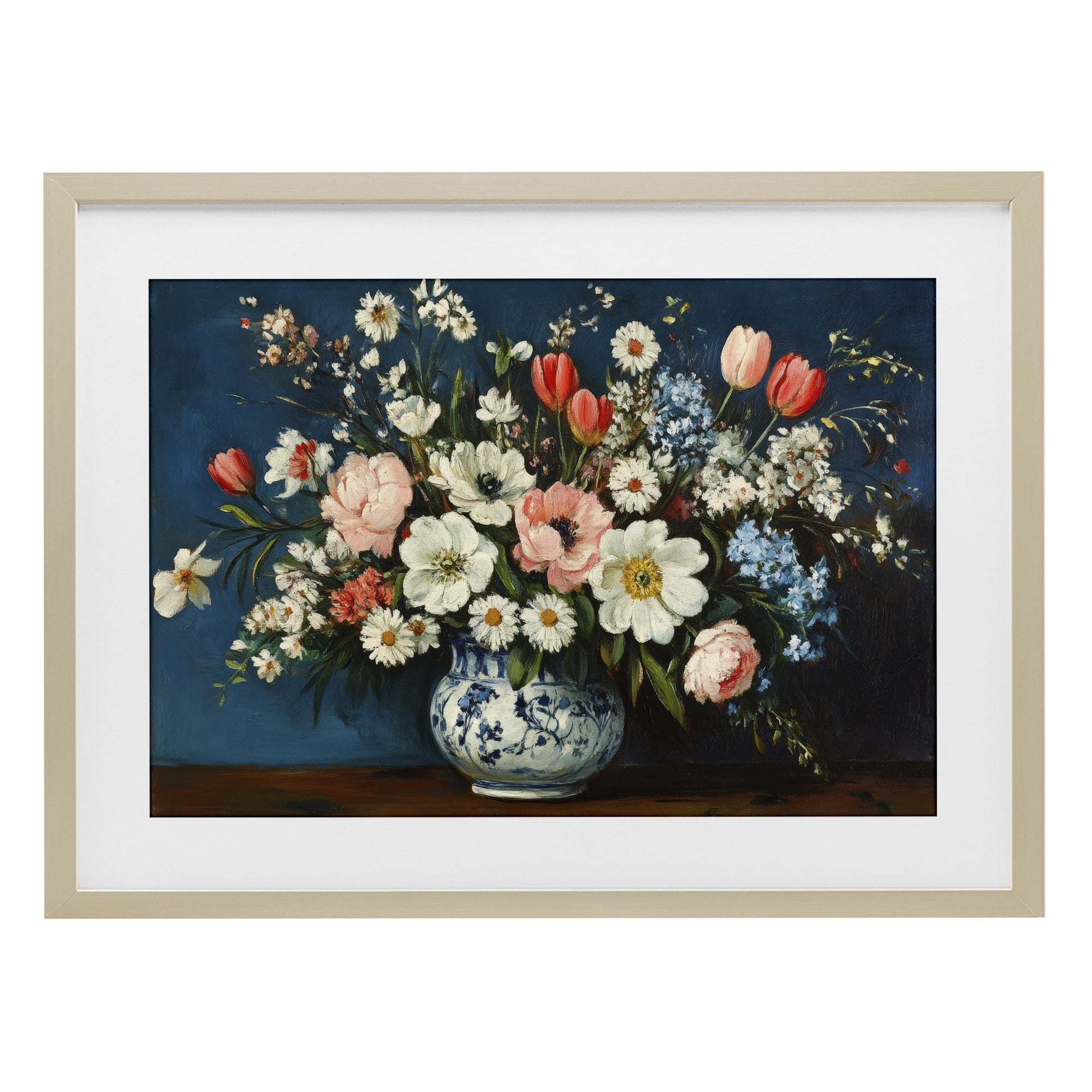 Stupell Industries Colorful Bouquet in Vase Birch Framed Print Under Glass, design by Petal Prints Design