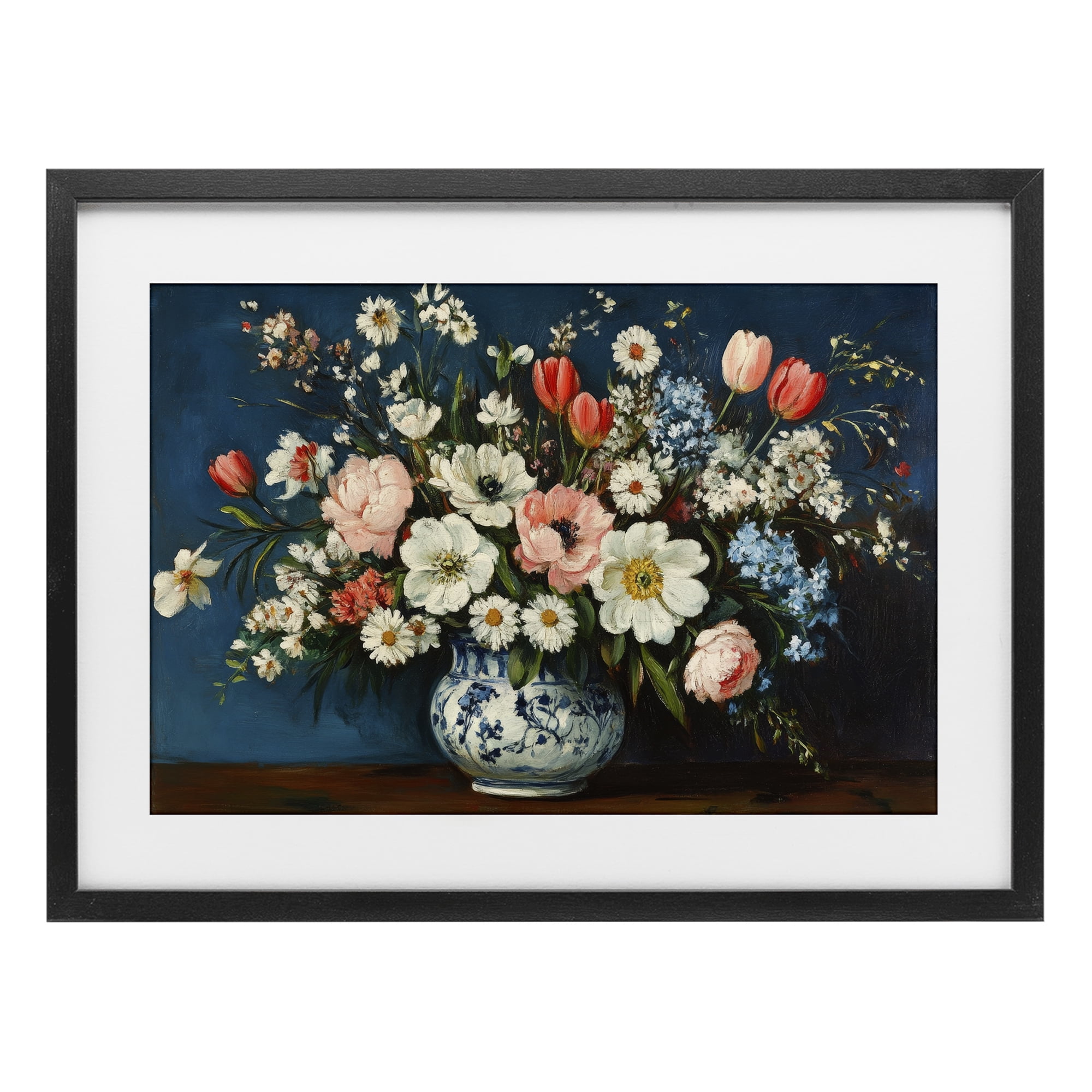 Stupell Industries Colorful Bouquet in Vase Black Framed Print Under Glass, design by Petal Prints Design