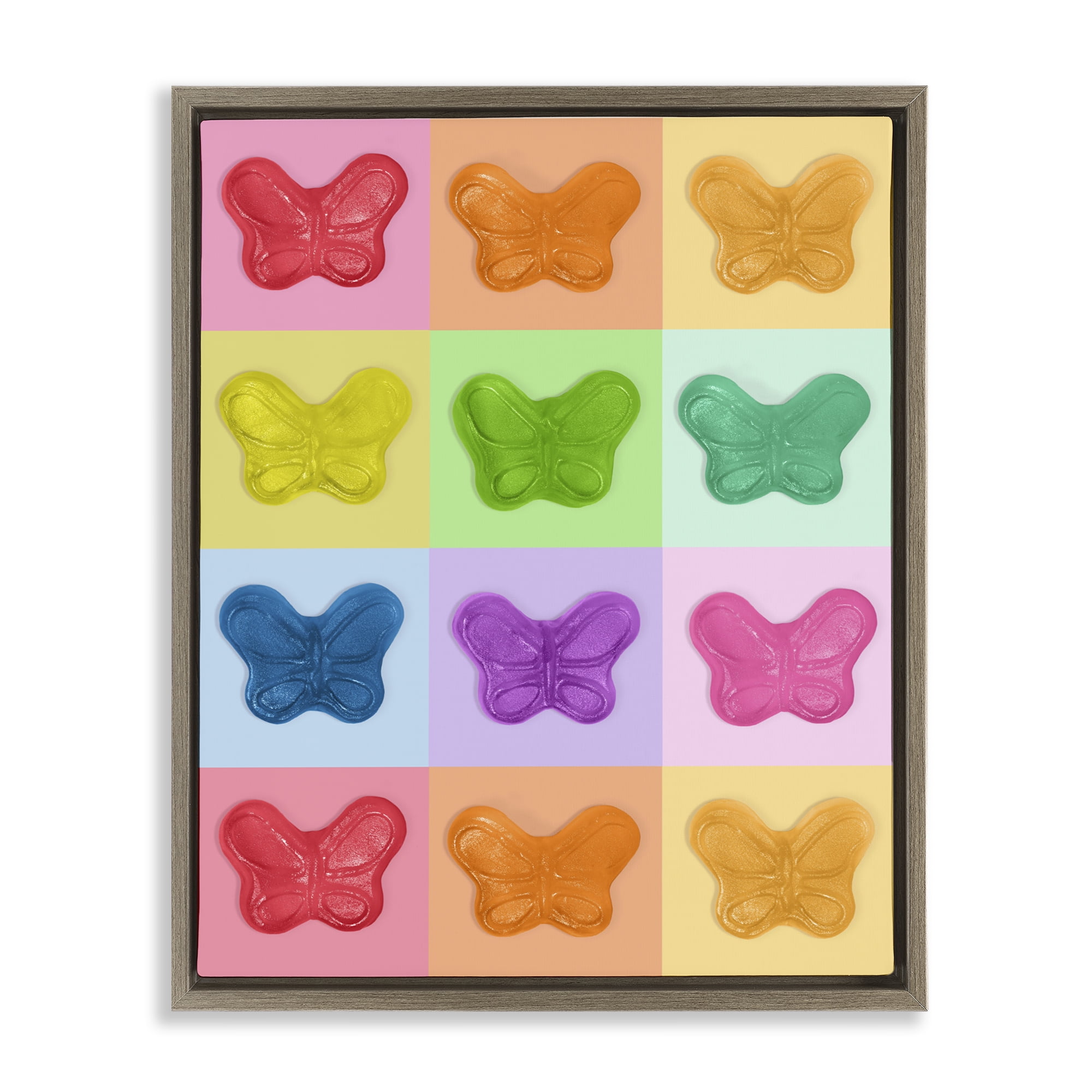 Stupell Industries Colorful Butterflies Candy Brown Framed Floater Canvas Wall Art, design by LISH Creative