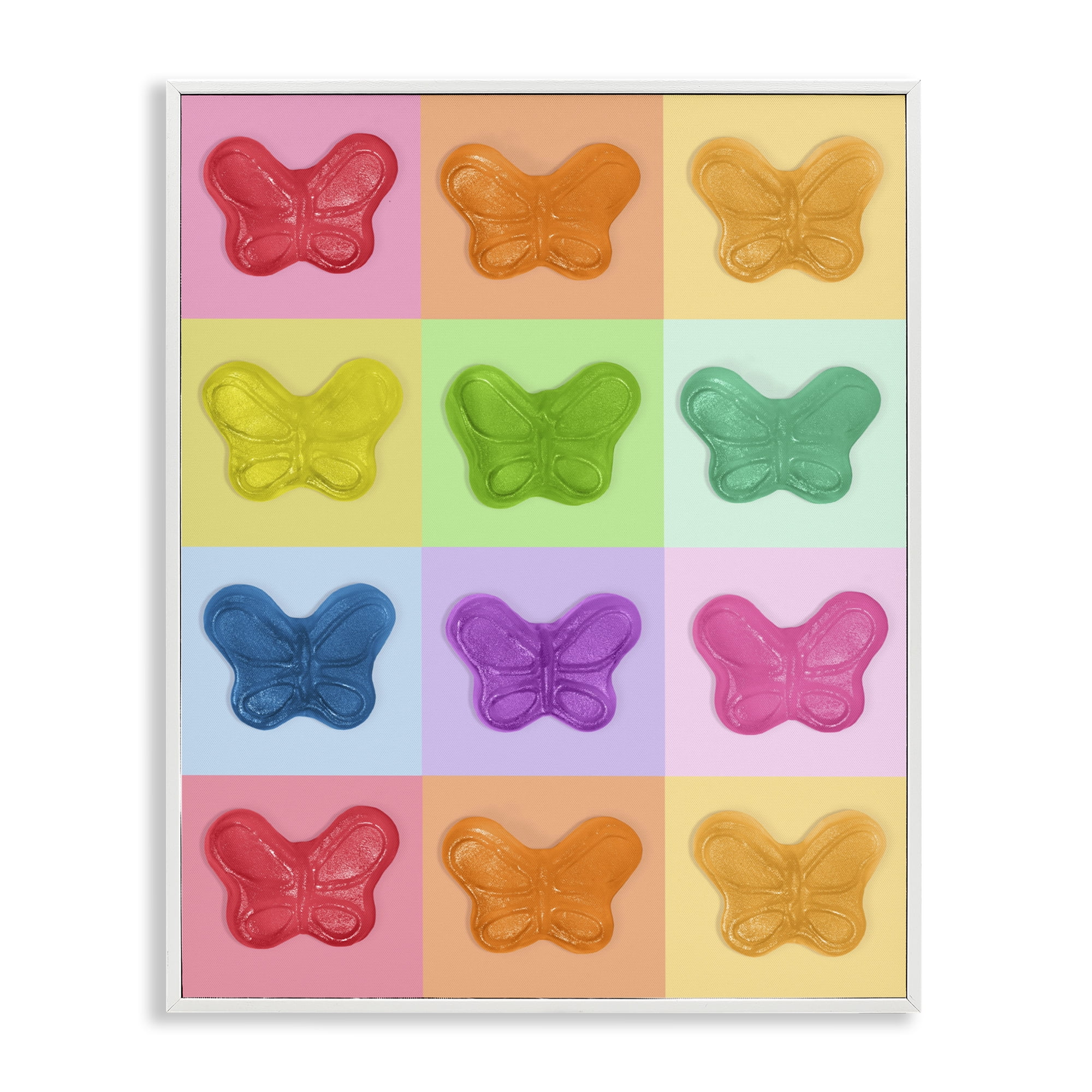 Stupell Industries Colorful Butterflies Candy White Framed Giclee Art, design by LISH Creative