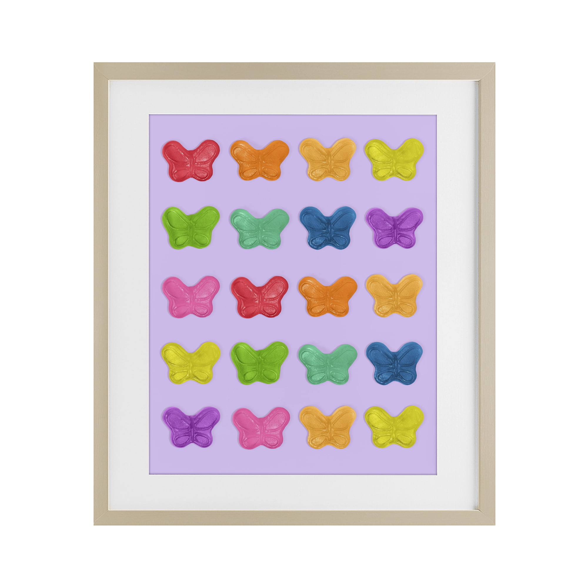 Stupell Industries Colorful Butterflies on Lilac Birch Framed Print Under Glass, design by LISH Creative