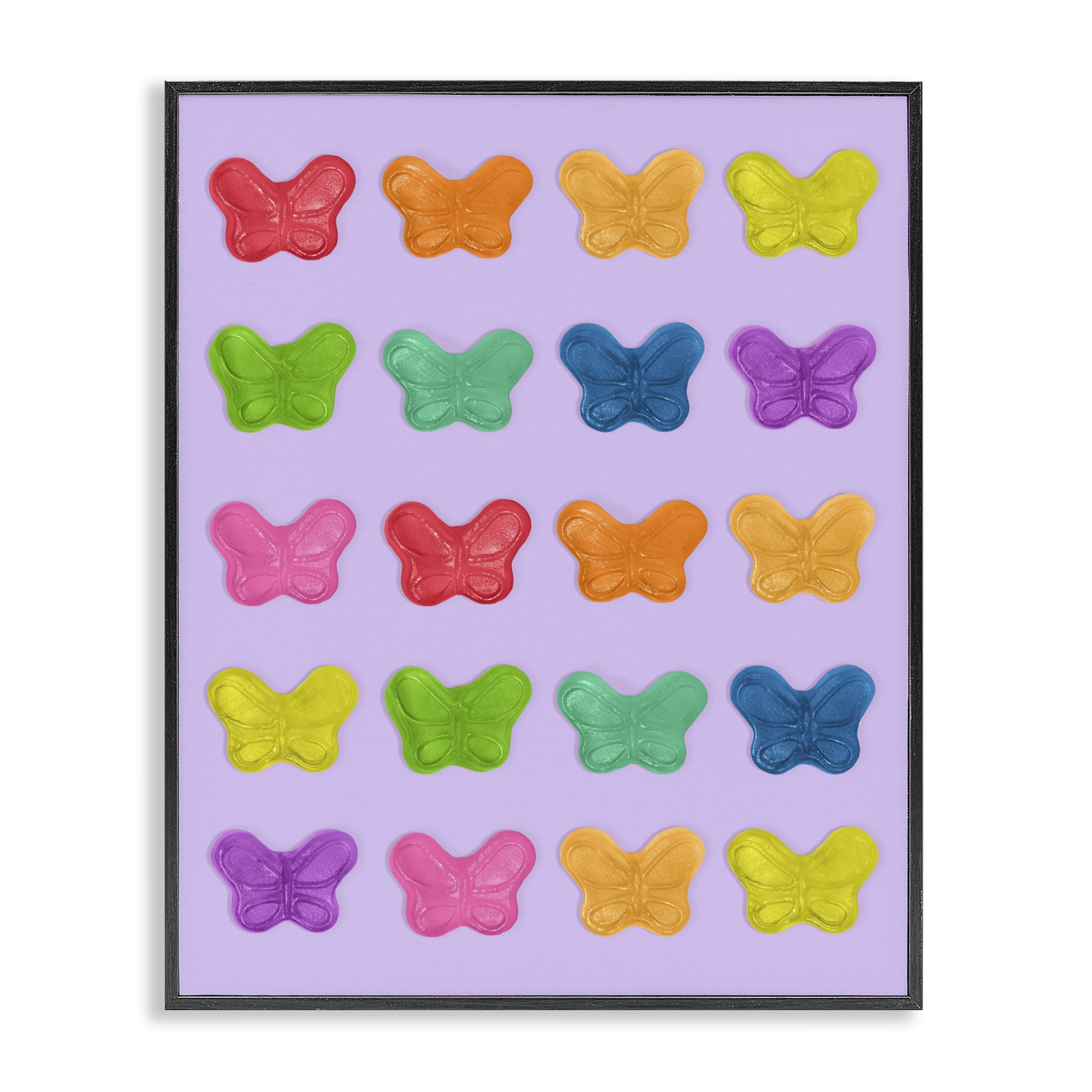 Stupell Industries Colorful Butterflies on Lilac Black Framed Giclee Art, design by LISH Creative