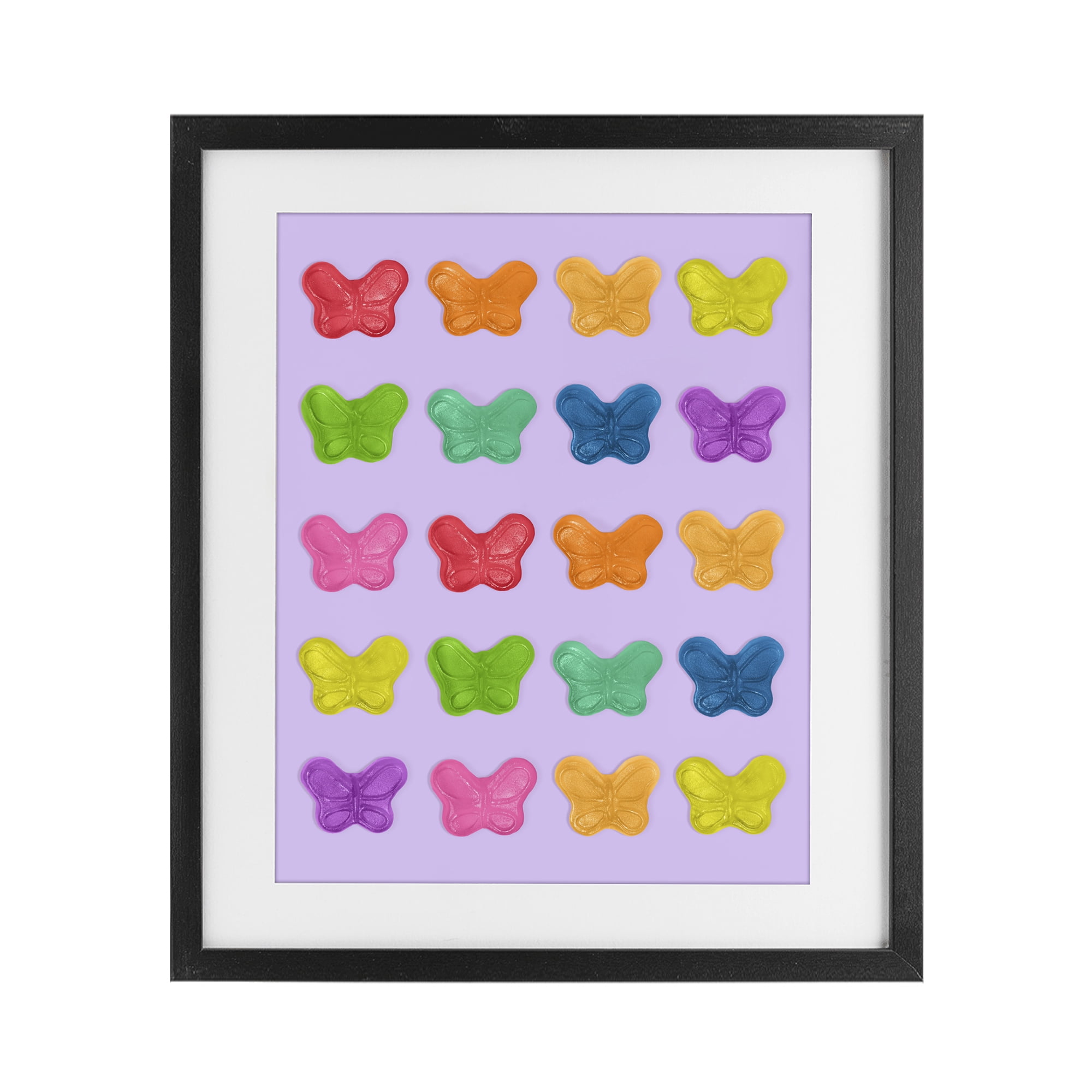 Stupell Industries Colorful Butterflies on Lilac Black Framed Print Under Glass, design by LISH Creative