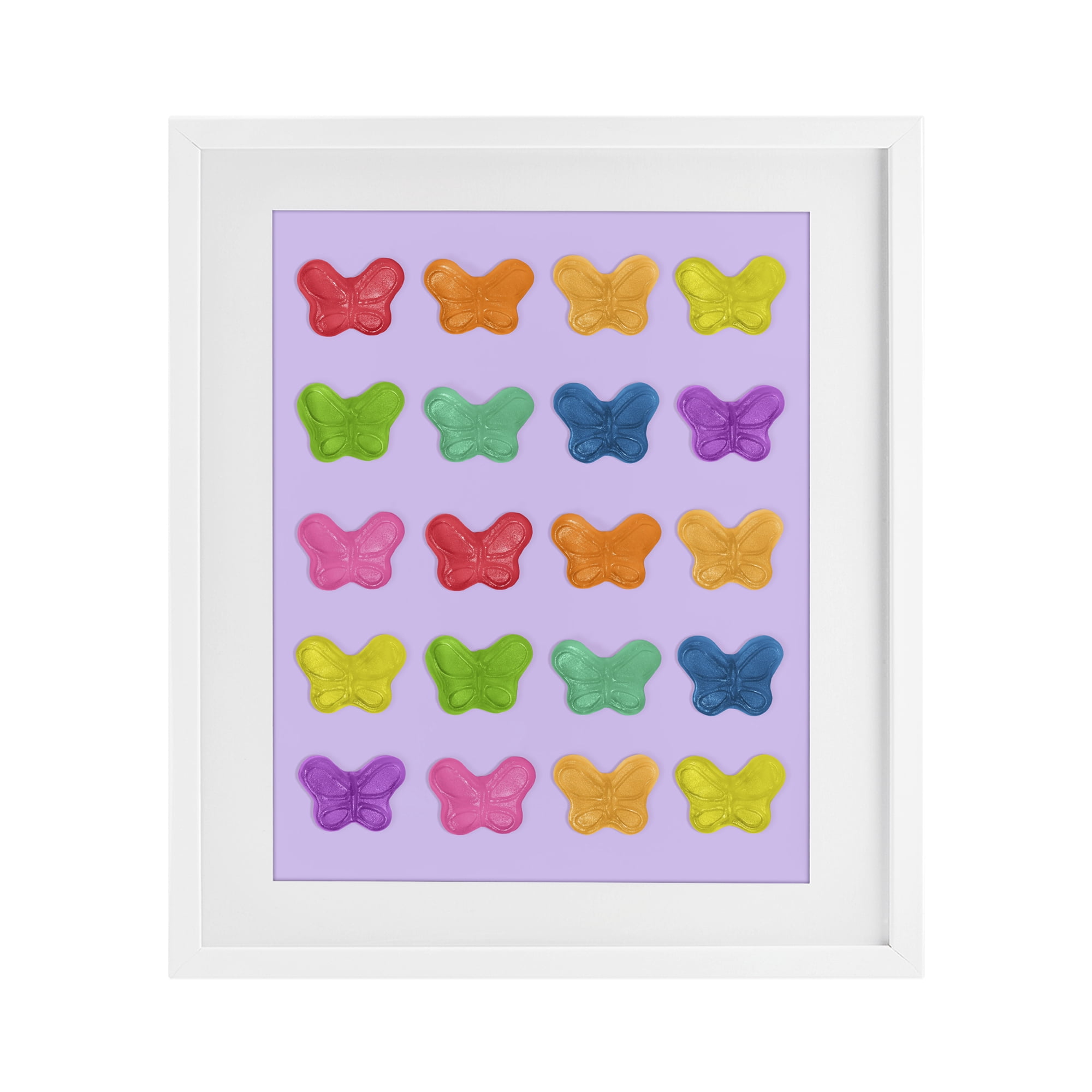 Stupell Industries Colorful Butterflies on Lilac White Framed Print Under Glass, design by LISH Creative