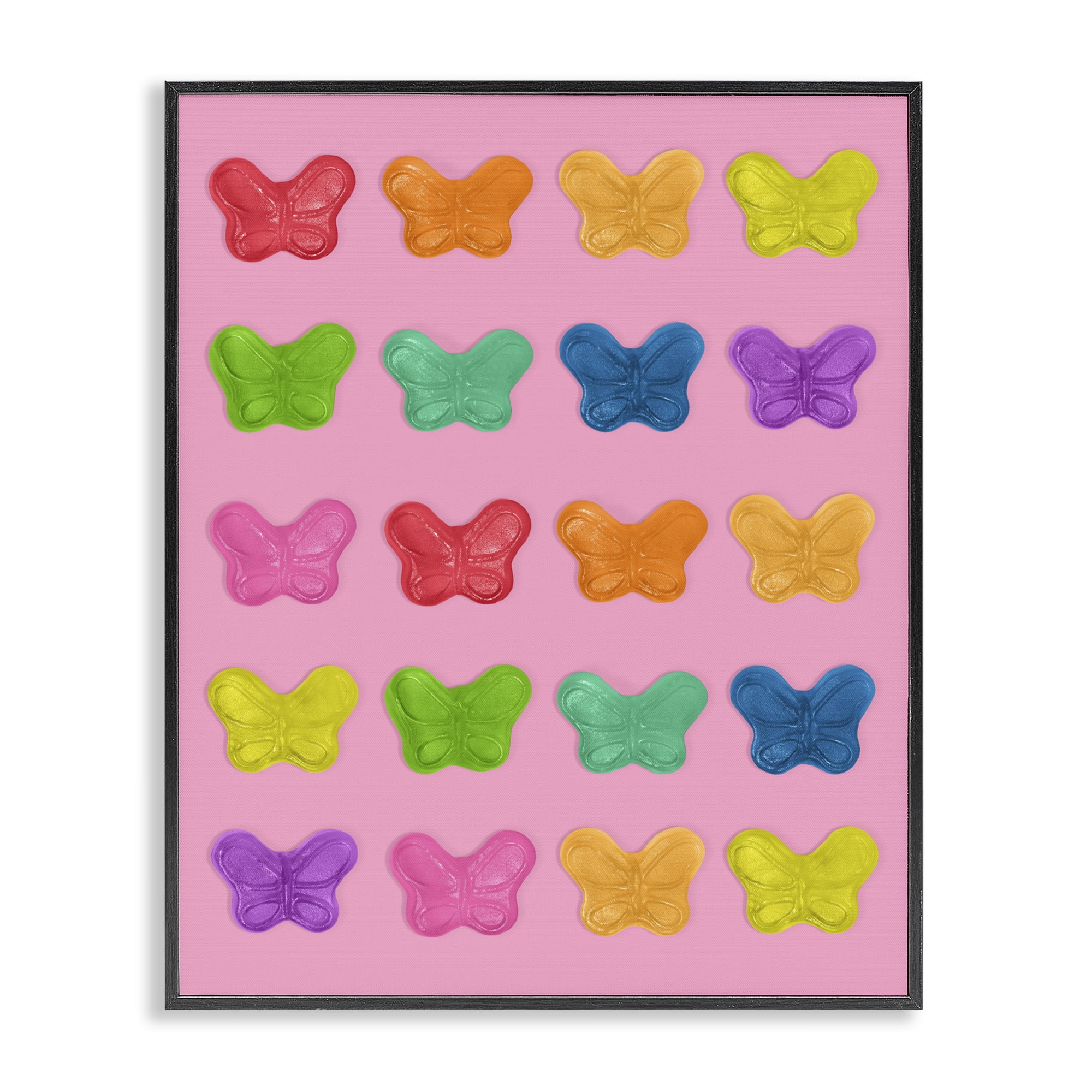 Stupell Industries Colorful Butterflies on Pink Black Framed Giclee Art, design by LISH Creative