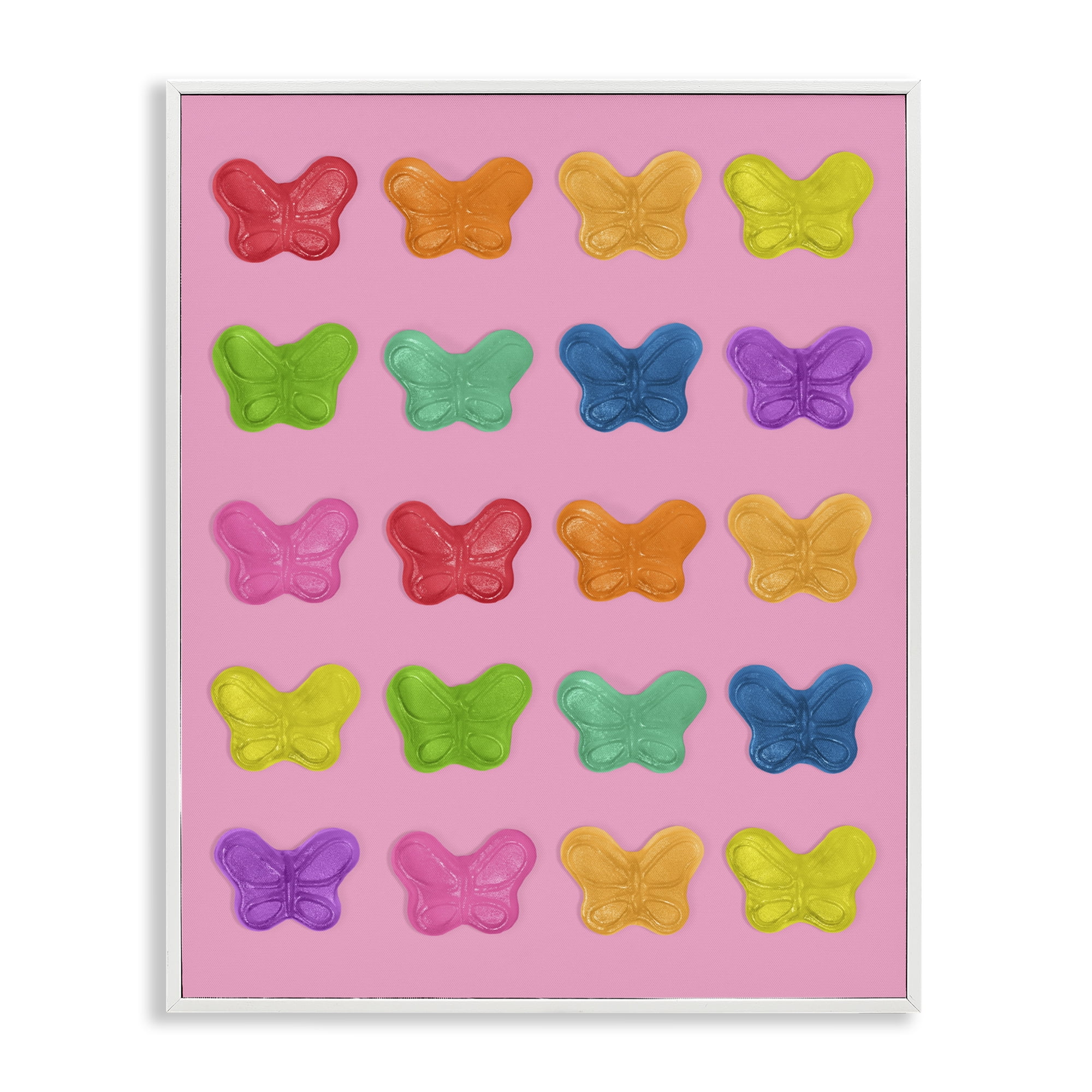 Stupell Industries Colorful Butterflies on Pink White Framed Giclee Art, design by LISH Creative