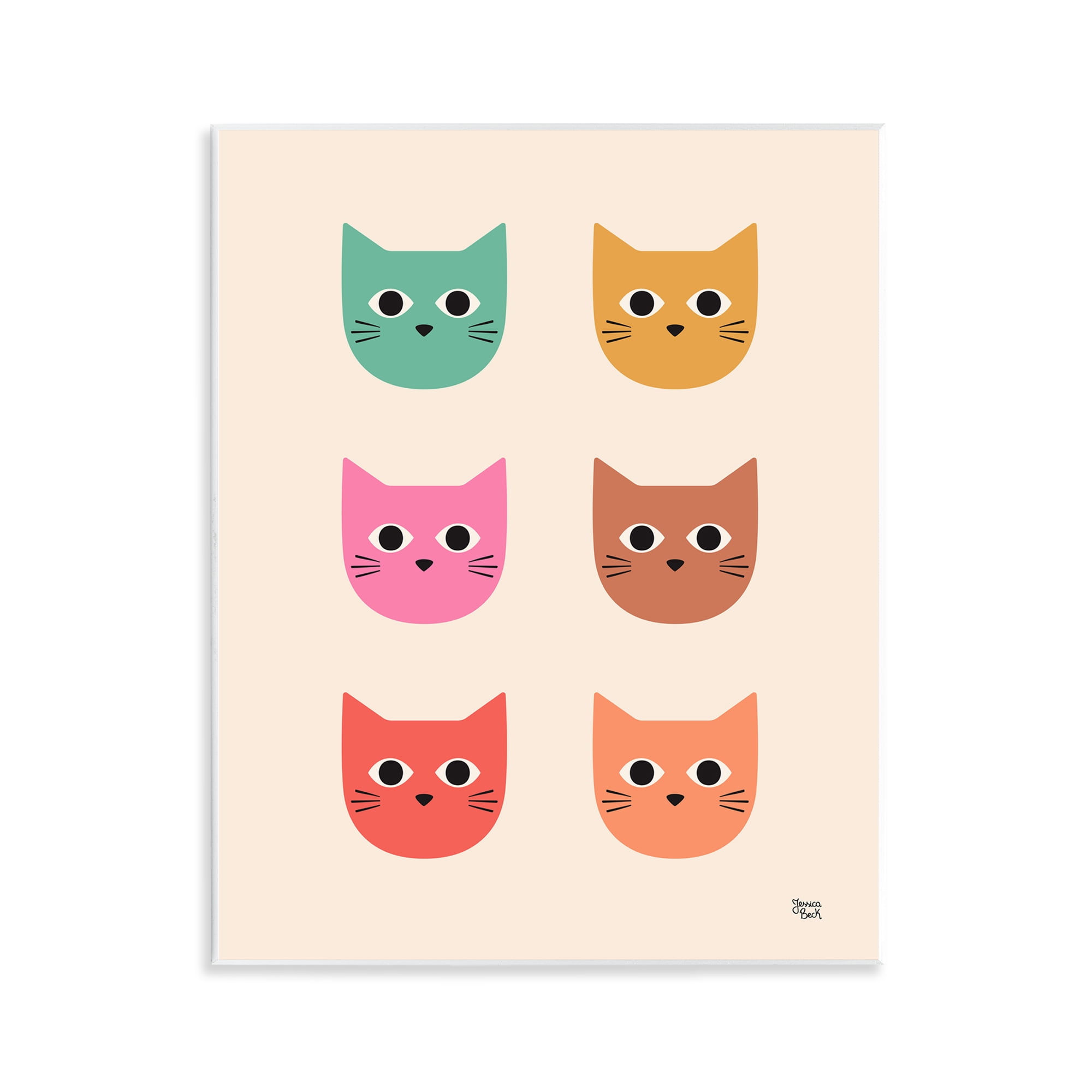 Stupell Industries Colorful Cat Faces Animals Painting Unframed Art Print Wall Art, 11 x 14