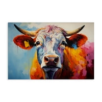 Stupell Industries Colorful Cattle Portrait Canvas Wall Art design by LSR Creative Studio, 16 x 24