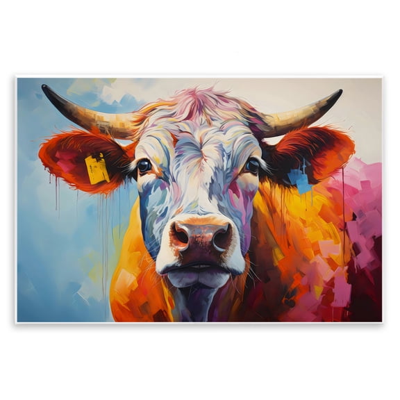 Stupell Industries Colorful Cattle Portrait Wall Plaque Art design by LSR Creative Studio, 10 x 15
