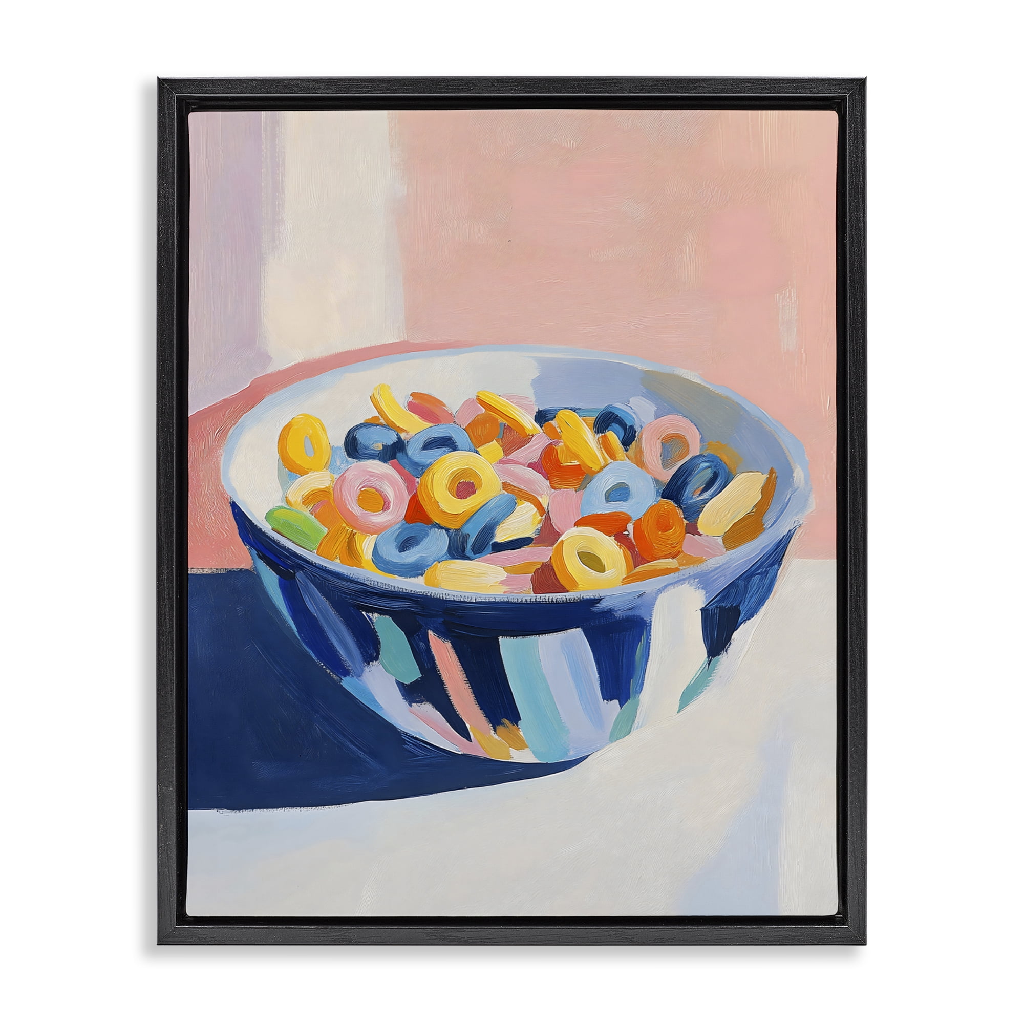 Stupell Industries Colorful Cereal Bowl Black Framed Floater Canvas Wall Art, design by The Prints Vibe