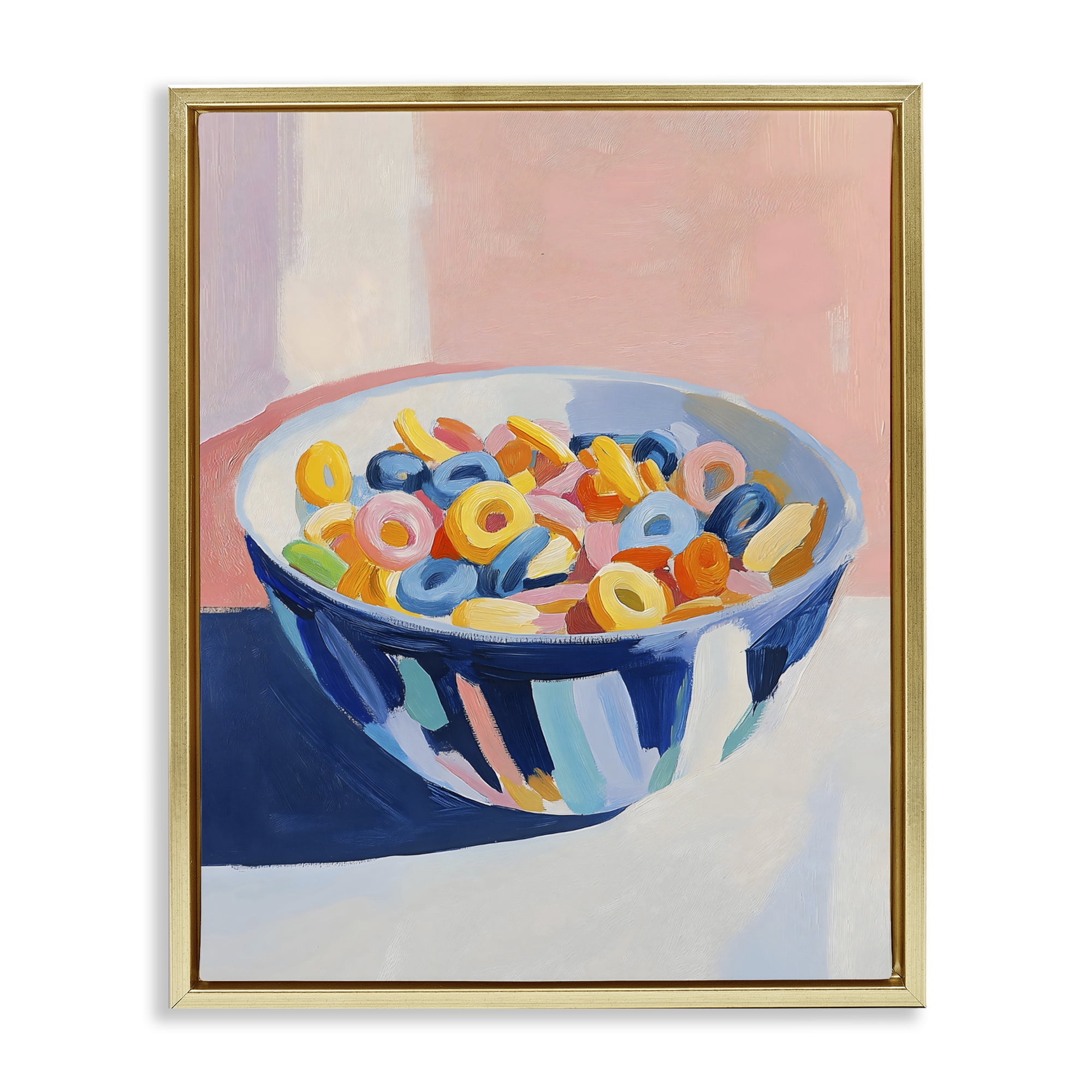 Stupell Industries Colorful Cereal Bowl Gold Framed Floater Canvas Wall Art, design by The Prints Vibe