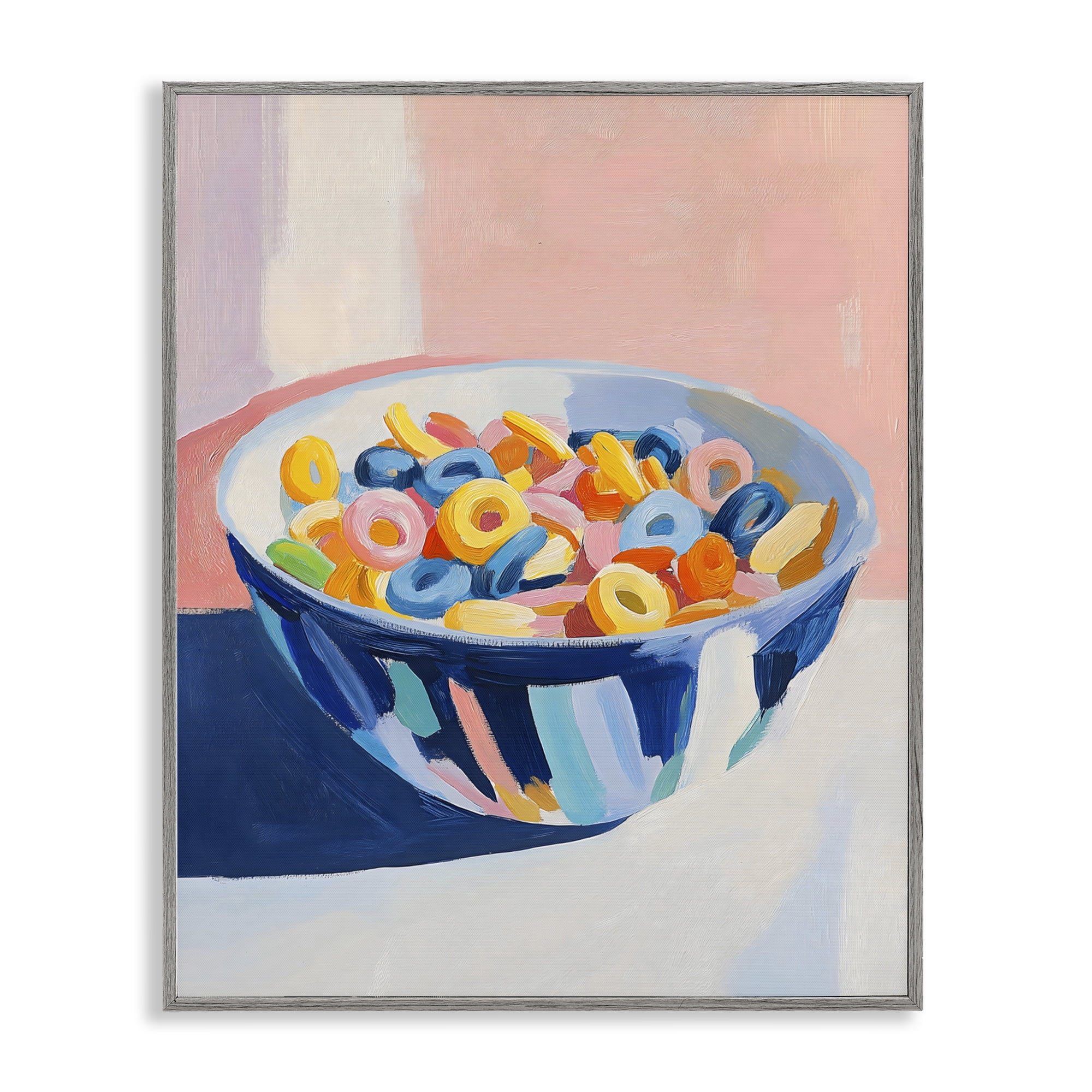 Stupell Industries Colorful Cereal Bowl Gray Framed Giclee Art, design by The Prints Vibe