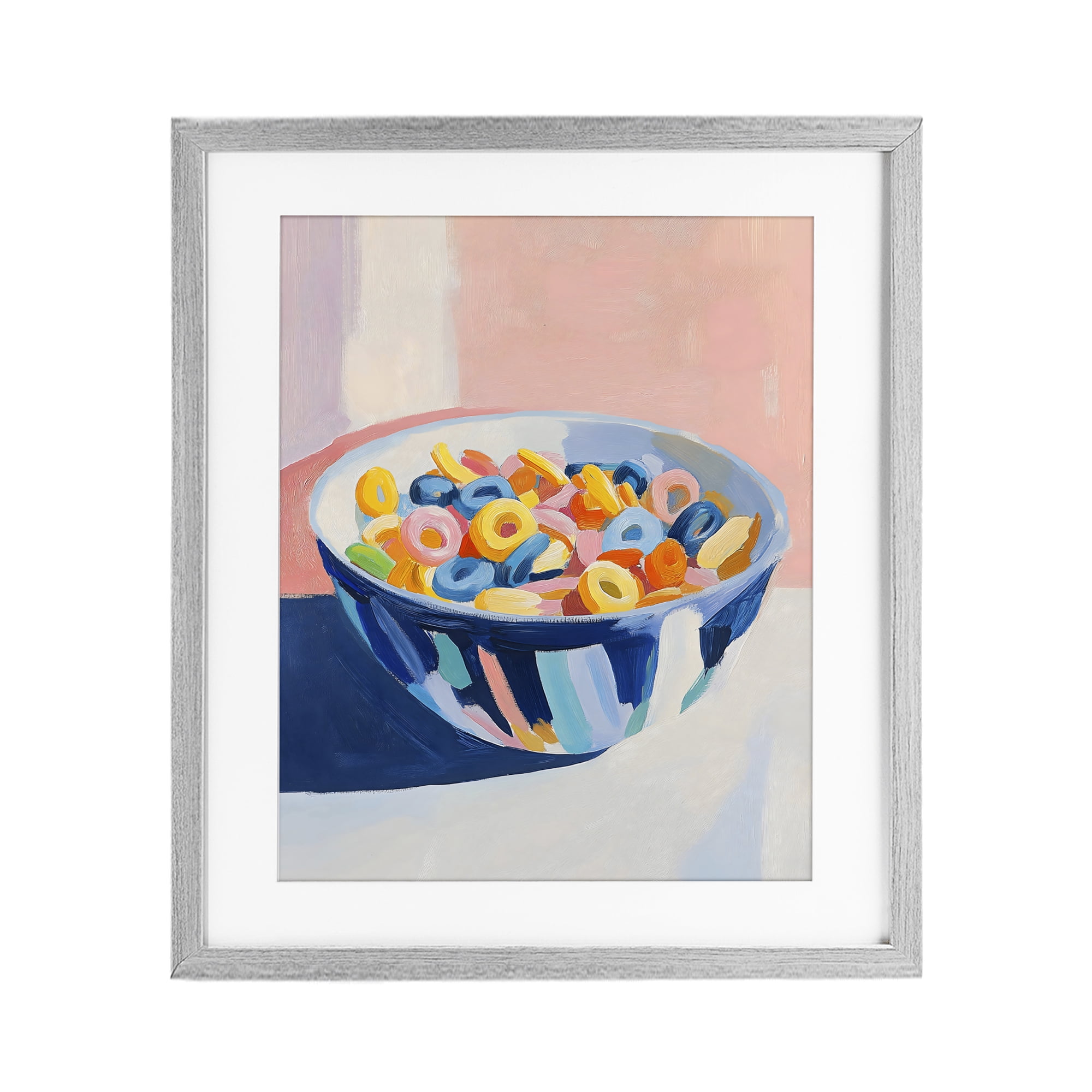 Stupell Industries Colorful Cereal Bowl Gray Framed Print Under Glass, design by The Prints Vibe