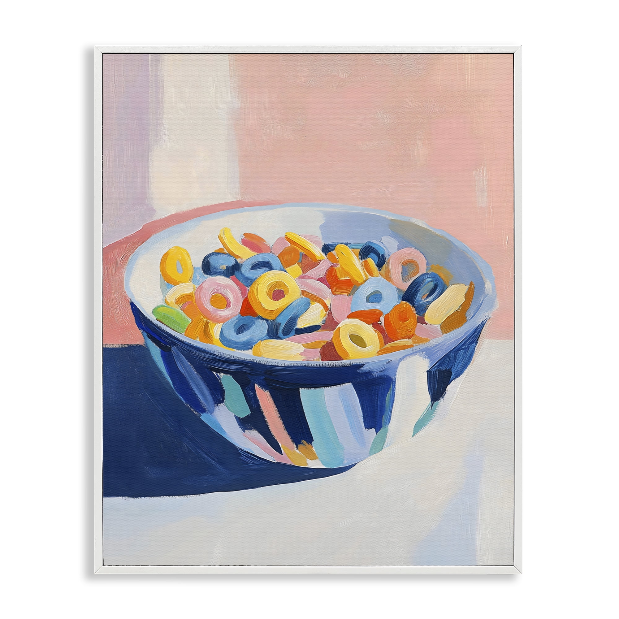 Stupell Industries Colorful Cereal Bowl White Framed Giclee Art, design by The Prints Vibe
