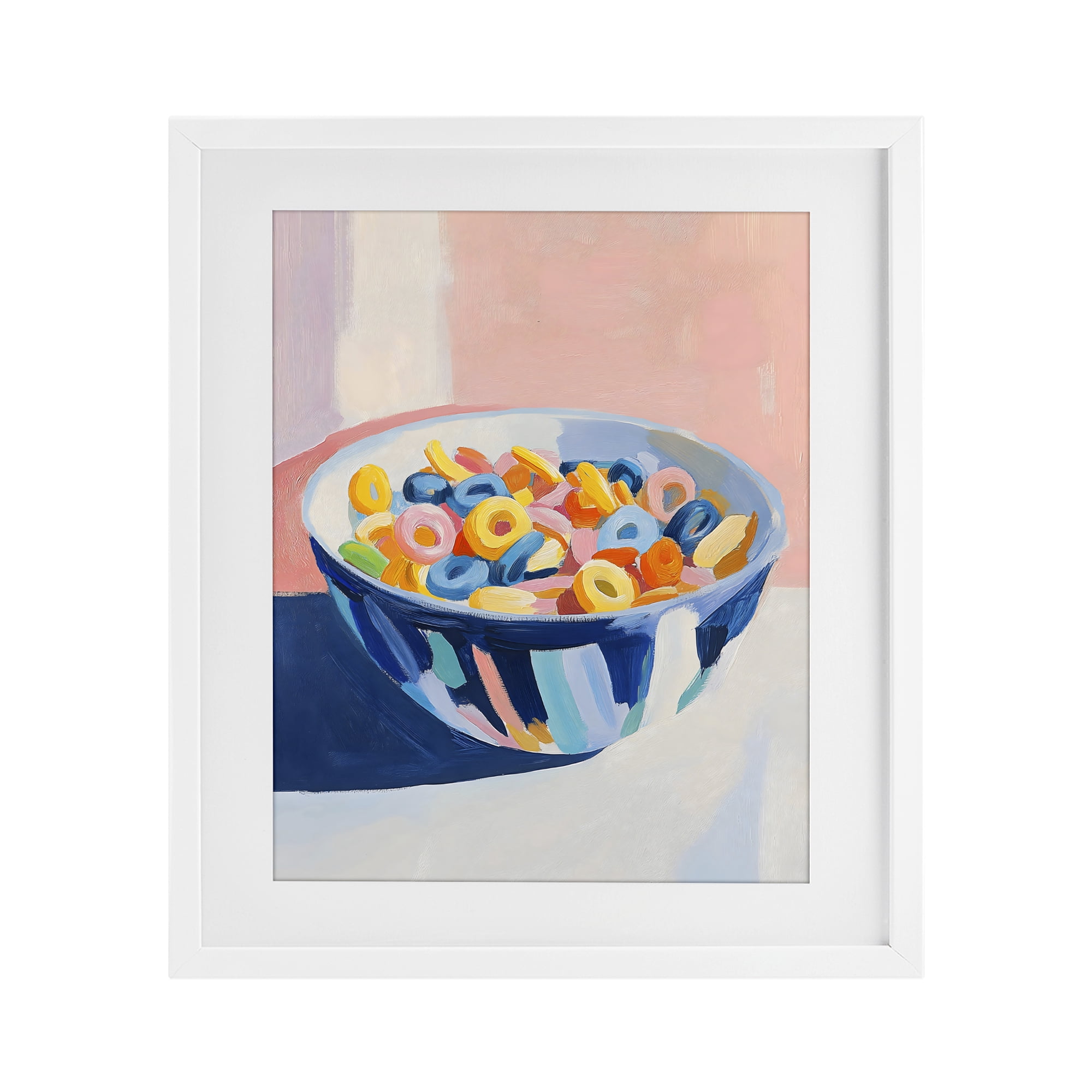 Stupell Industries Colorful Cereal Bowl White Framed Print Under Glass, design by The Prints Vibe