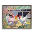 thumbnail image 1 of Stupell Industries Contemporary Colorful Chickens in Sunlit Yard Brown Floating Frame Canvas Art, 31 x 25, by Creative Studio, 1 of 8