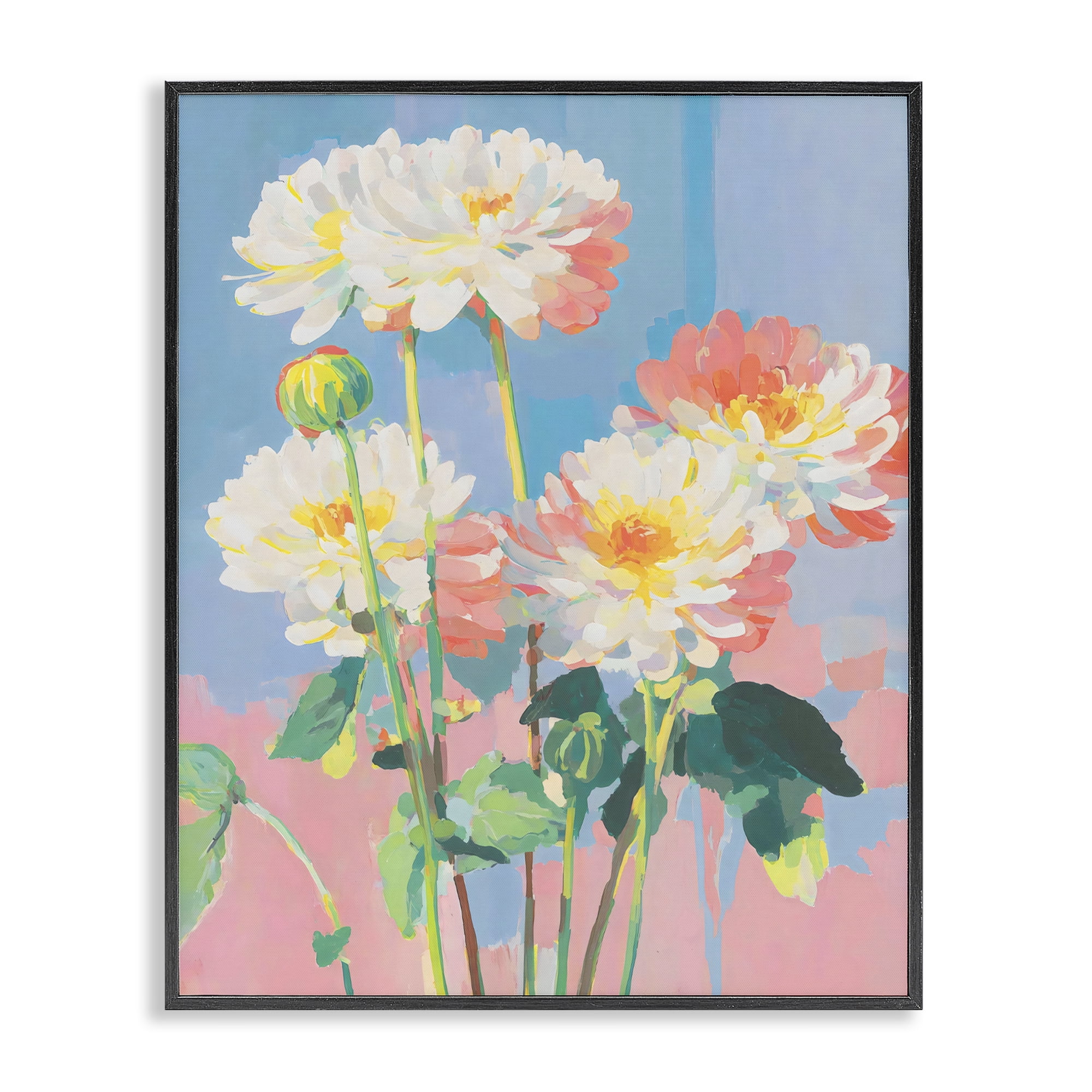 Stupell Industries Colorful Chrysanthemum Impressions Black Framed Giclee Art, design by Sisi and Seb