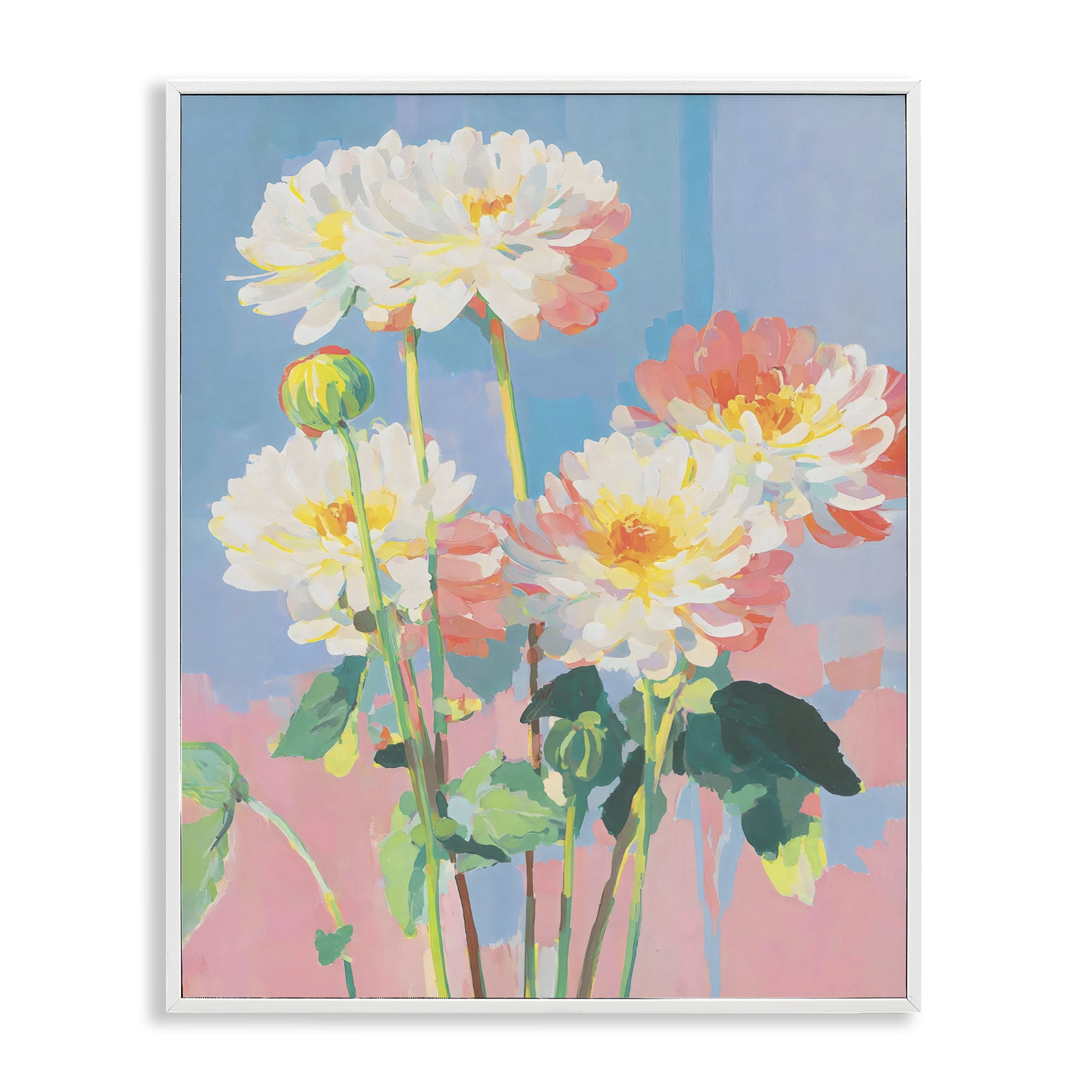Stupell Industries Colorful Chrysanthemum Impressions White Framed Giclee Art, design by Sisi and Seb