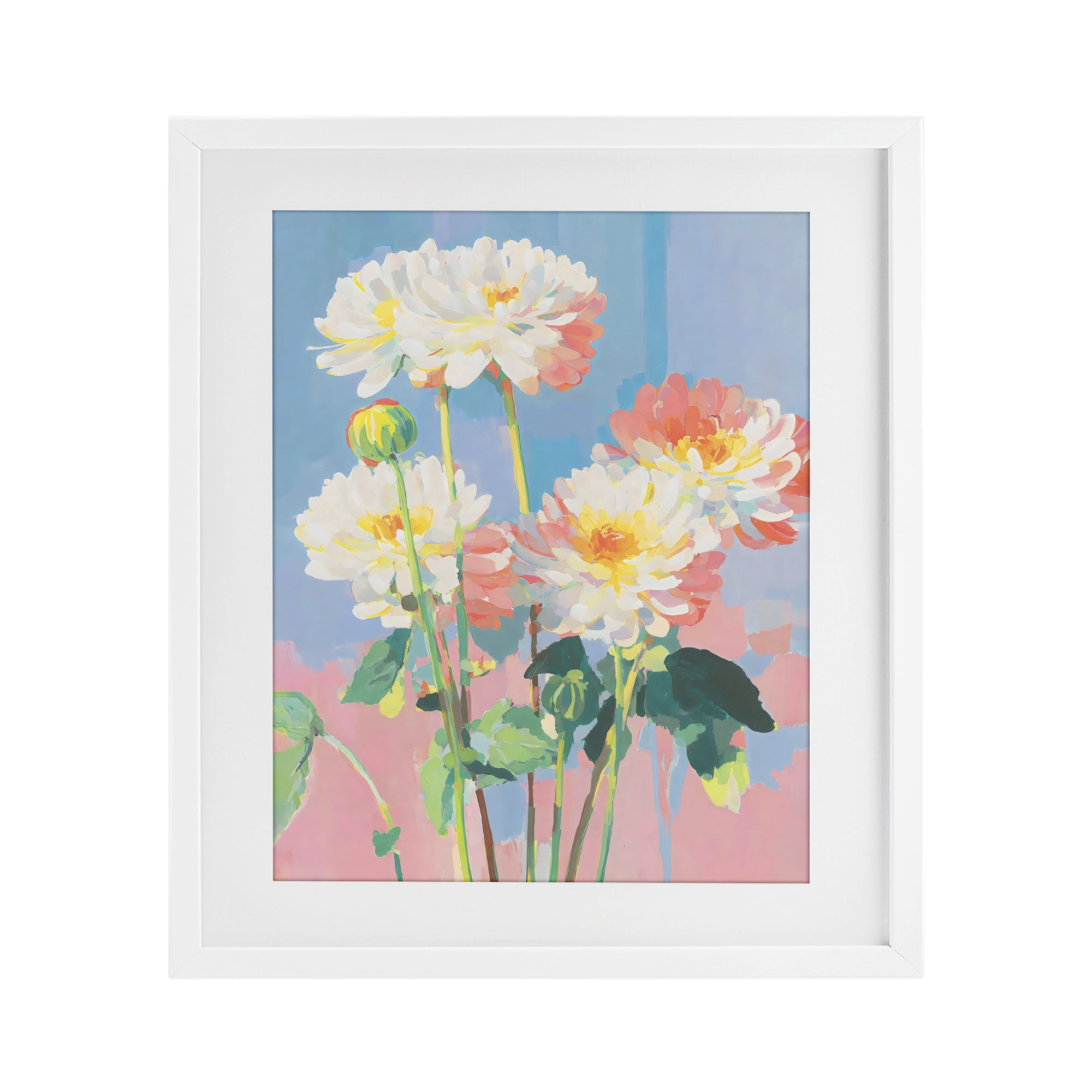 Stupell Industries Colorful Chrysanthemum Impressions White Framed Print Under Glass, design by Sisi and Seb
