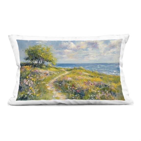 Stupell Industries Colorful Coastal Path Decorative Printed Throw Pillow design by Petal Prints Design, 14 x 7 x 20