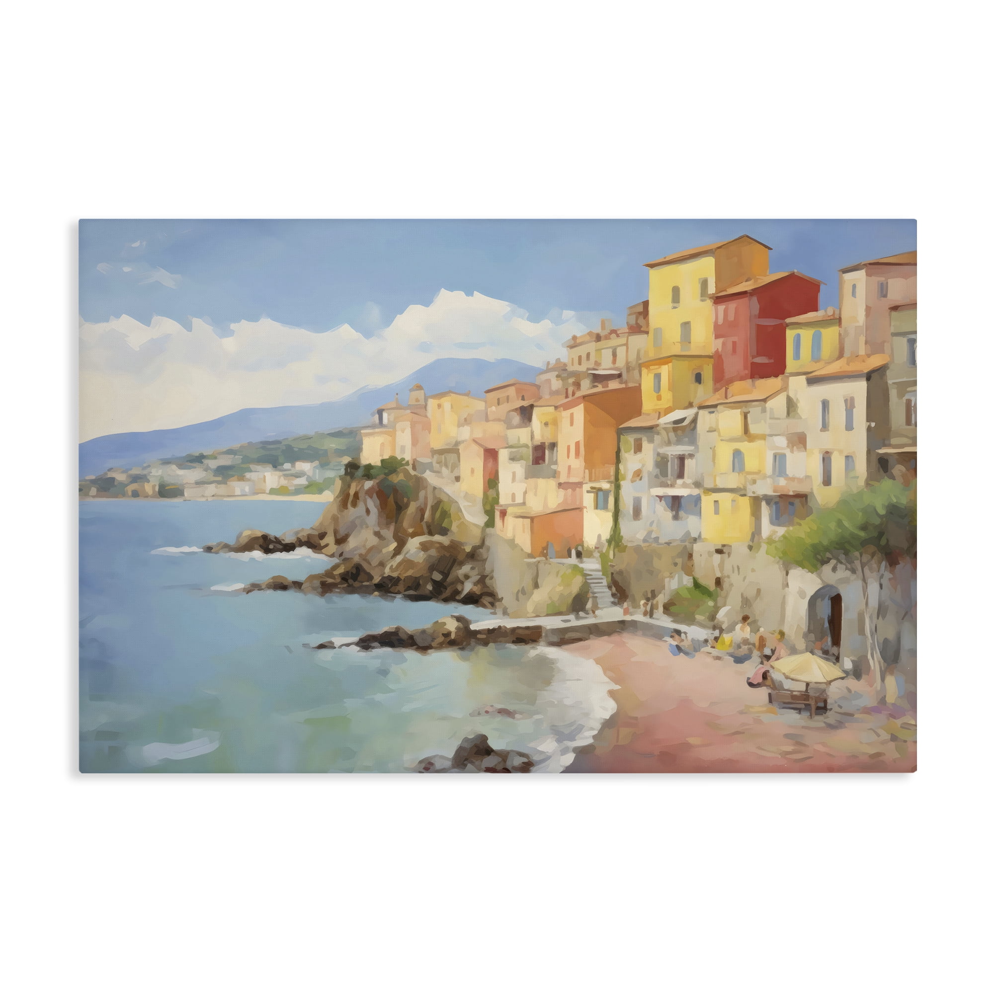 Stupell Industries Colorful Coastal Town by Sea Canvas Wall Art, design by Creative Studio