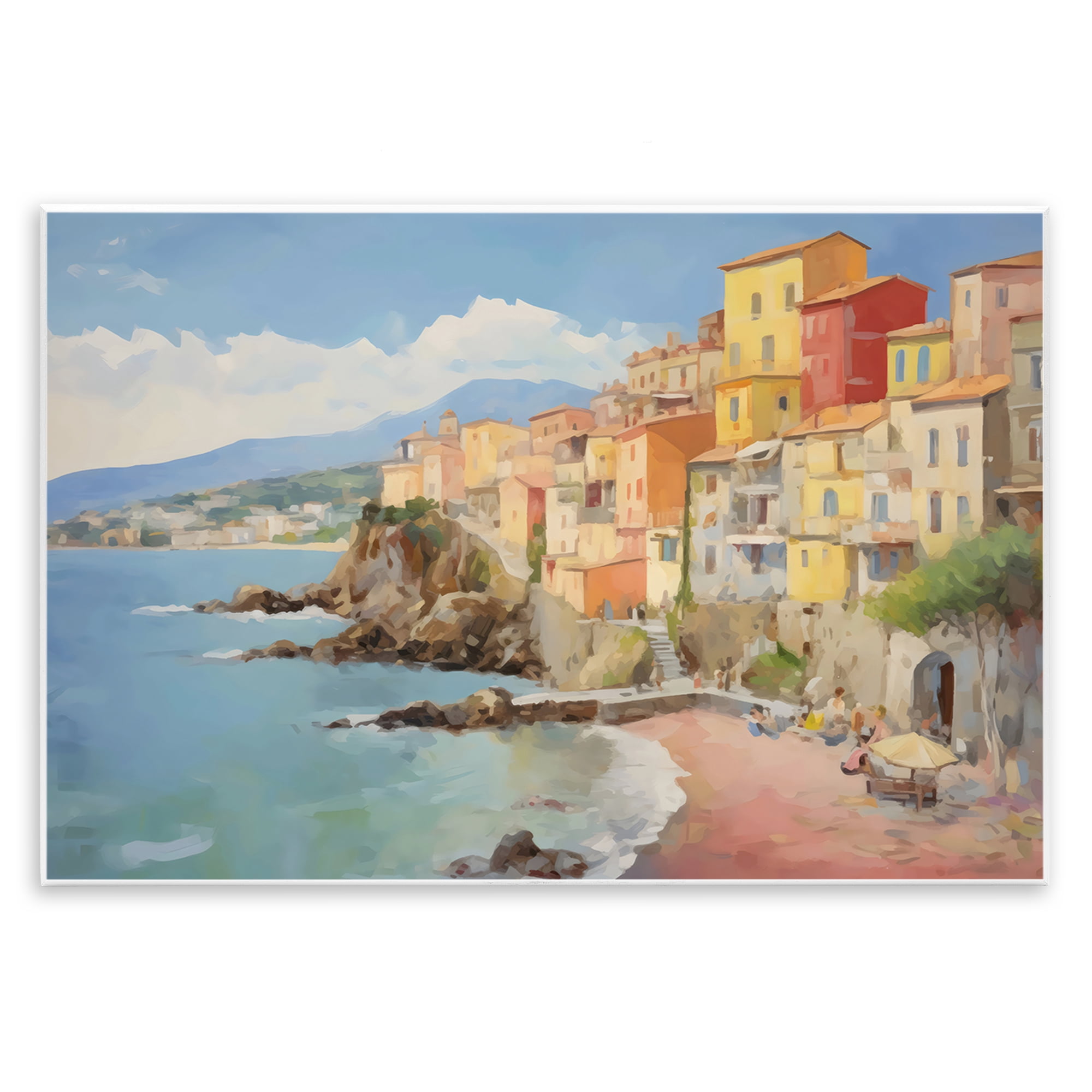 Stupell Industries Colorful Coastal Town by Sea Wall Plaque Art, design by Creative Studio