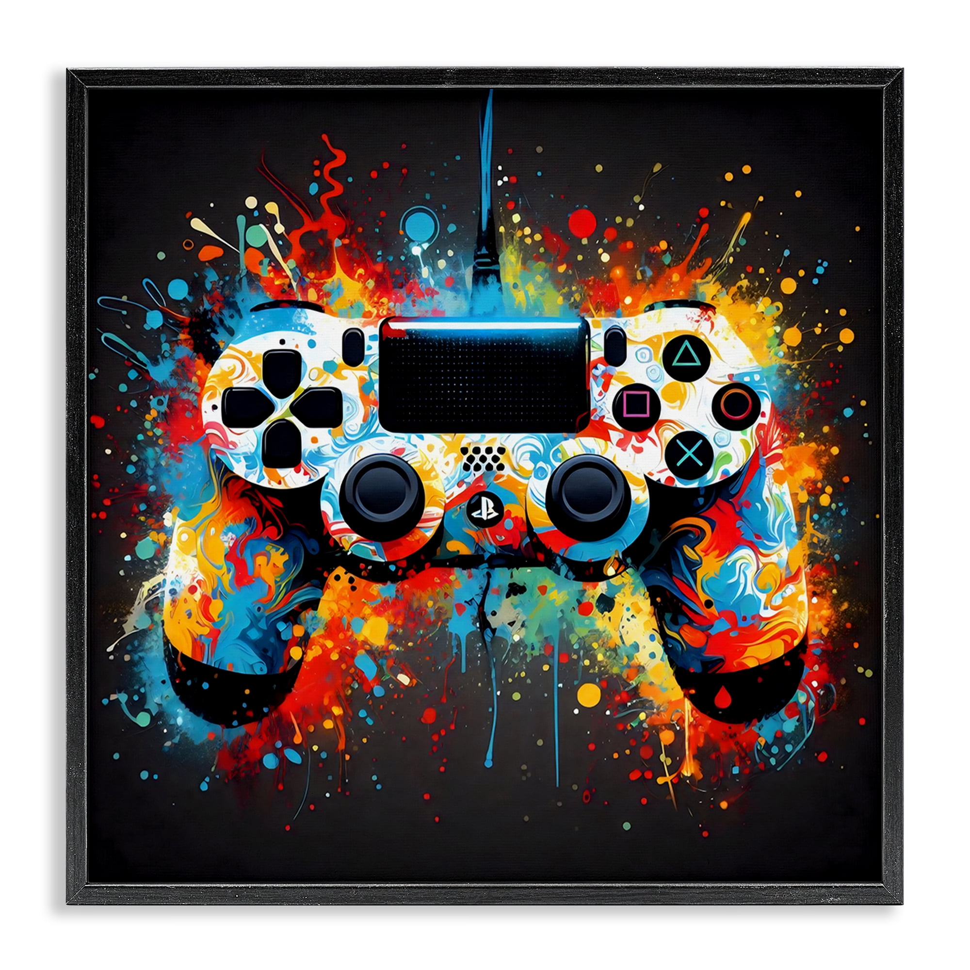 Stupell Industries Colorful Controller Swirl Black Framed Giclee Art, design by Creative Studio