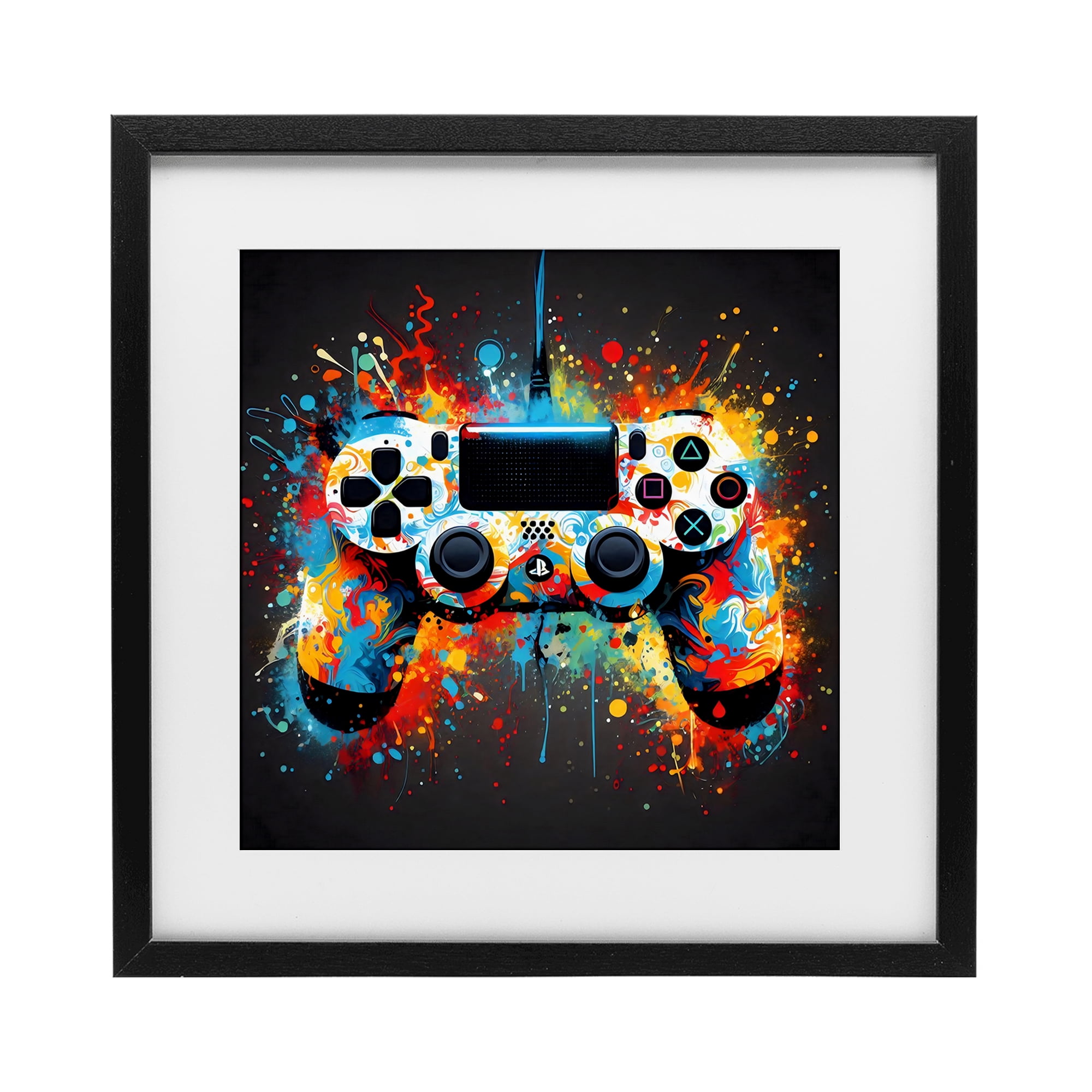 Stupell Industries Colorful Controller Swirl Black Framed Print Under Glass, design by Creative Studio