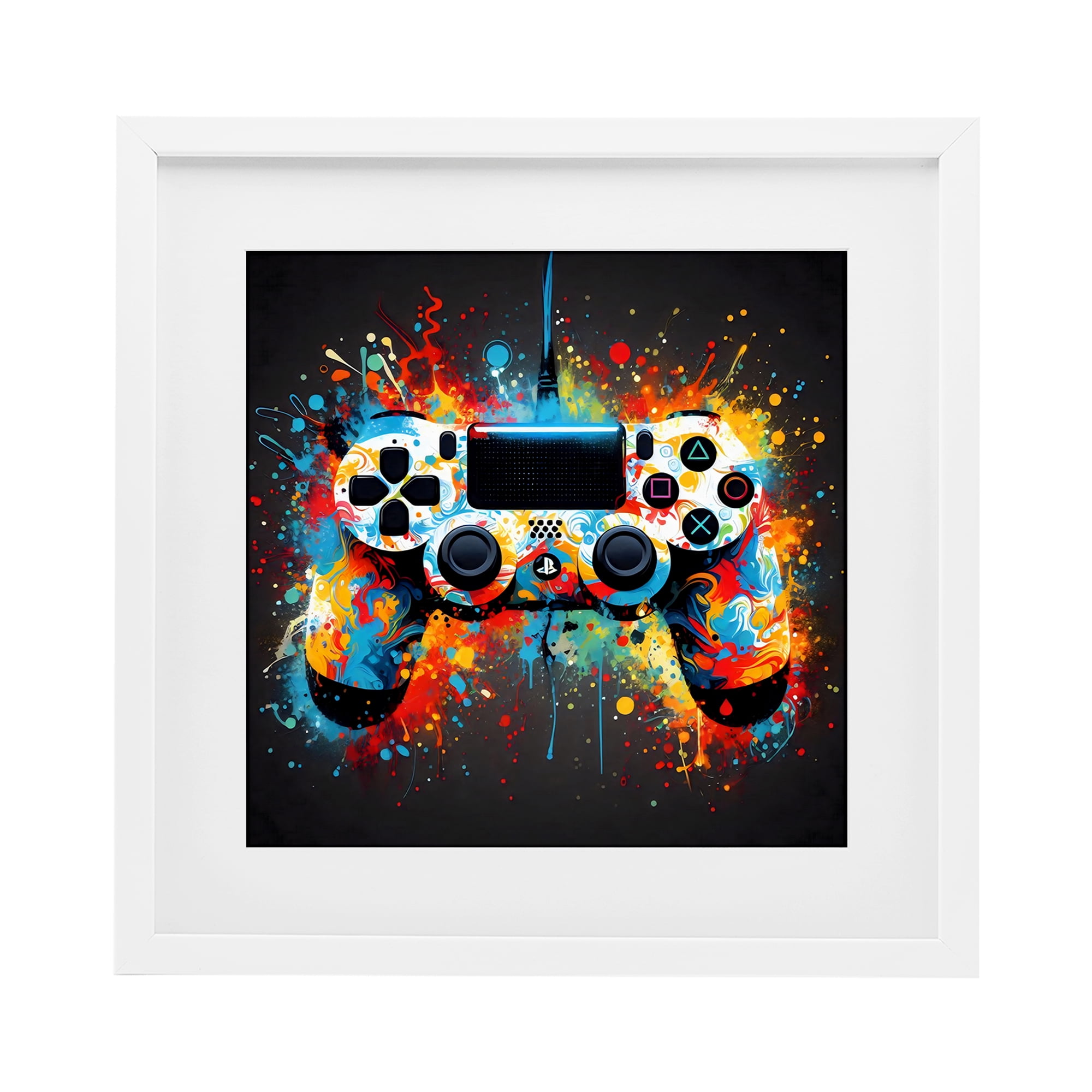 Stupell Industries Colorful Controller Swirl White Framed Print Under Glass, design by Creative Studio