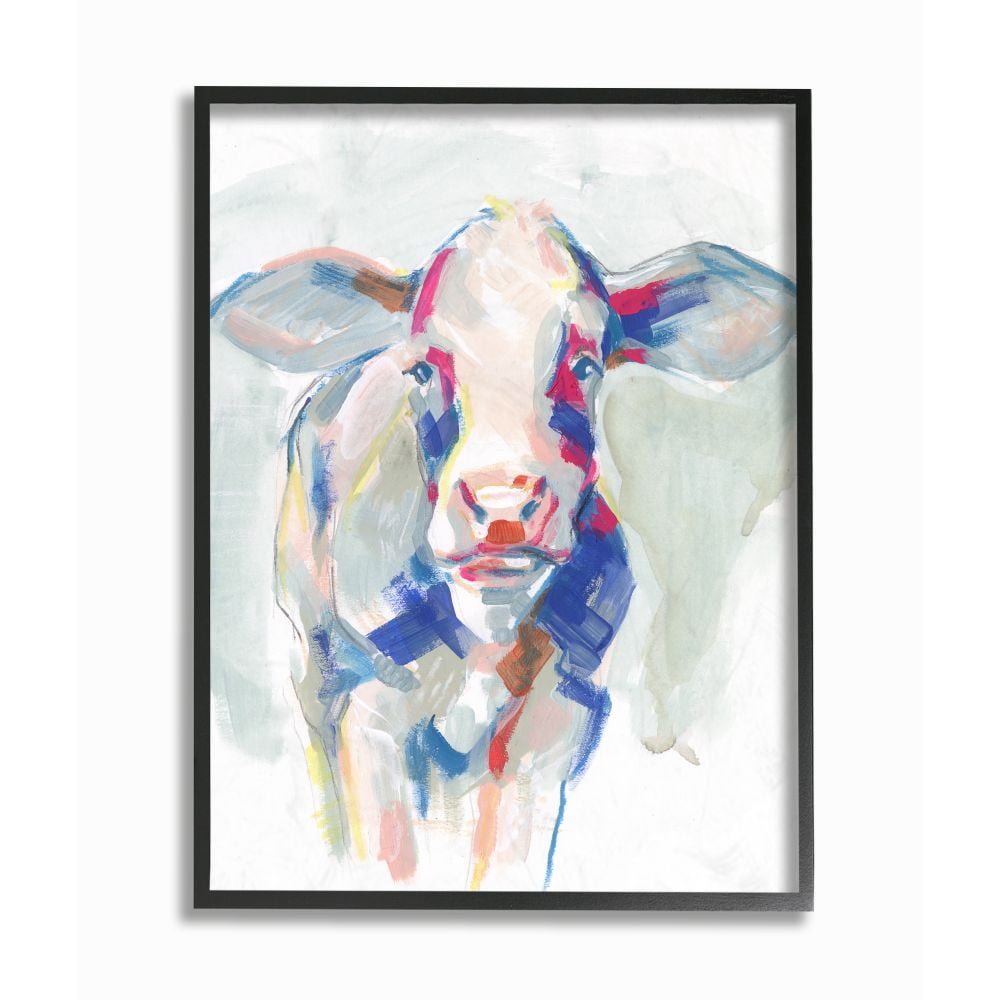 Stupell Industries Colorful Cow Farm Animal Painting Framed Wall Art by Jennifer Paxton Parker