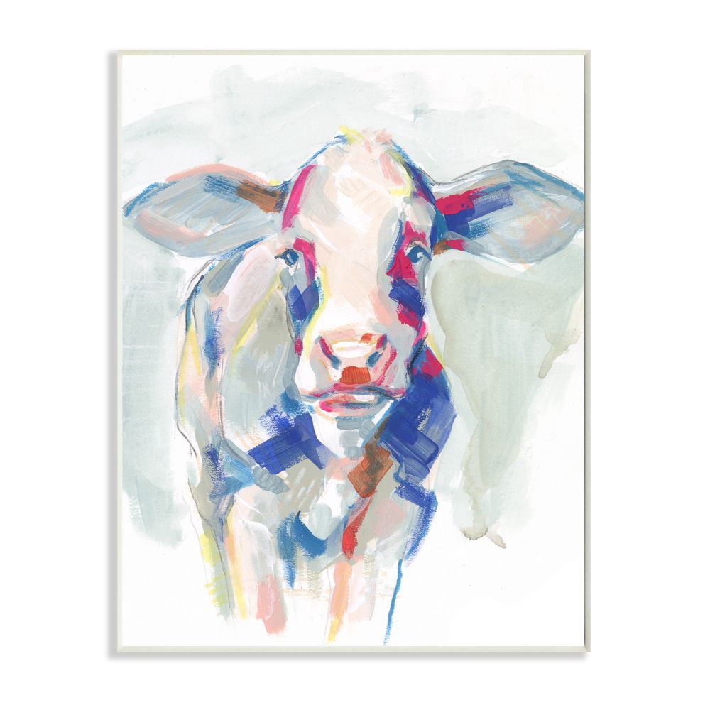 Stupell Industries Colorful Cow Farm Animal Painting Wall Plaque by Jennifer Paxton Parker