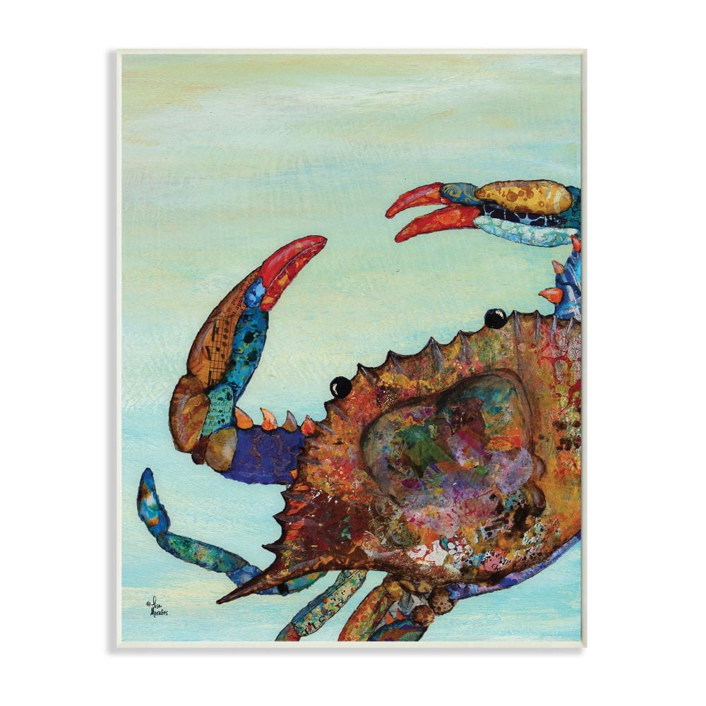 Stupell Industries Colorful Crab on Sand Aquatic Animal Painting Designed by Lisa Morales