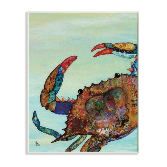 Stupell Industries Colorful Crab on Sand Aquatic Animal Painting Designed by Lisa Morales