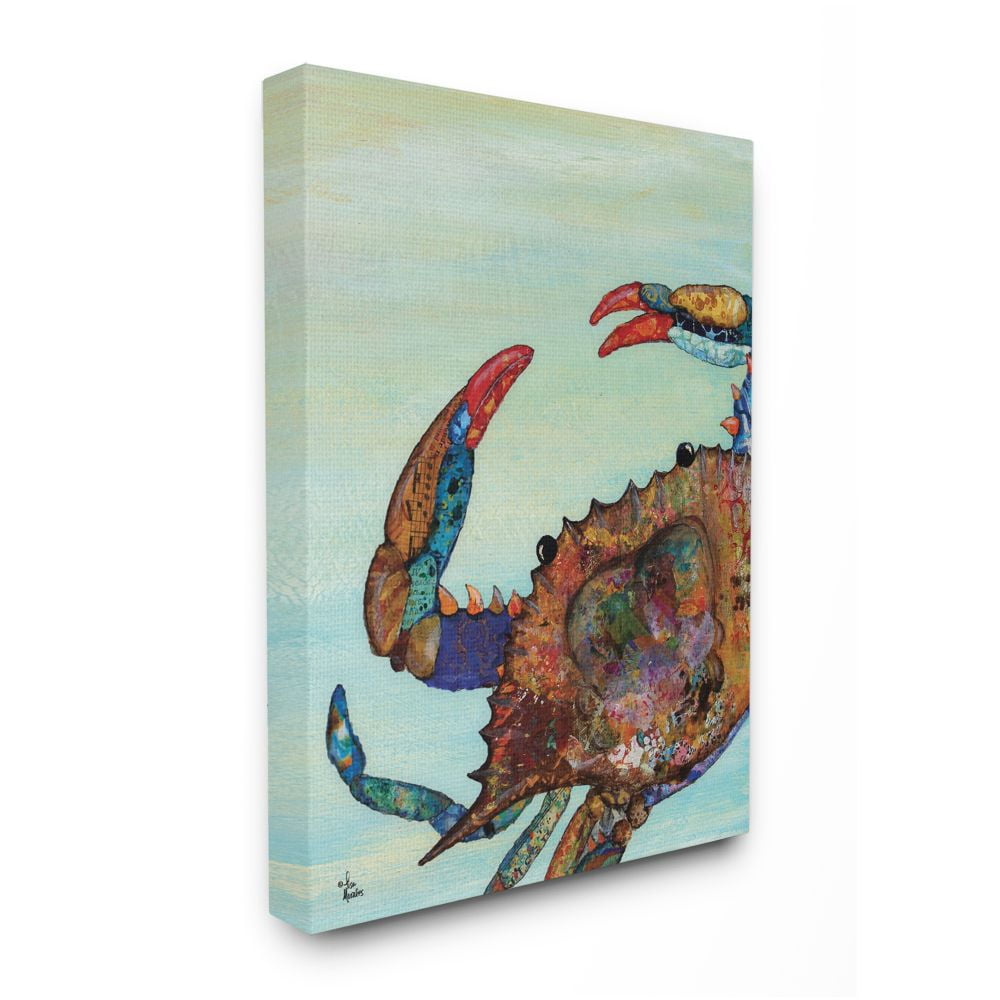 Stupell Industries Colorful Crab on Sand Aquatic Animal Painting Designed by Lisa Morales