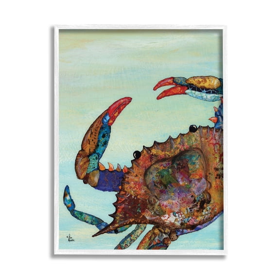 Stupell Industries Colorful Crab on Sand Aquatic Animal Painting Graphic Art Framed Art Print Wall Art, 16x20, By Lisa Morales