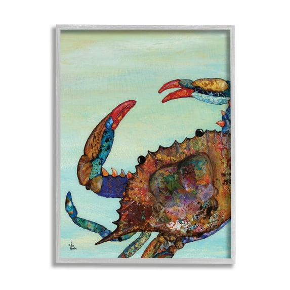 Stupell Industries Colorful Crab on Sand Aquatic Animal Painting Graphic Art Framed Art Print Wall Art, 24x30, By Lisa Morales