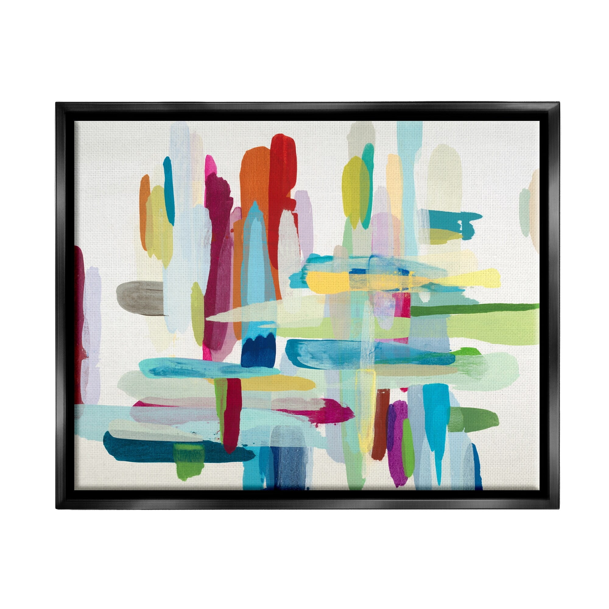 Stupell Industries Colorful Cross Hatch Abstraction Jet Black Framed Floating Canvas Wall Art, 24x30, by Randy Hibberd