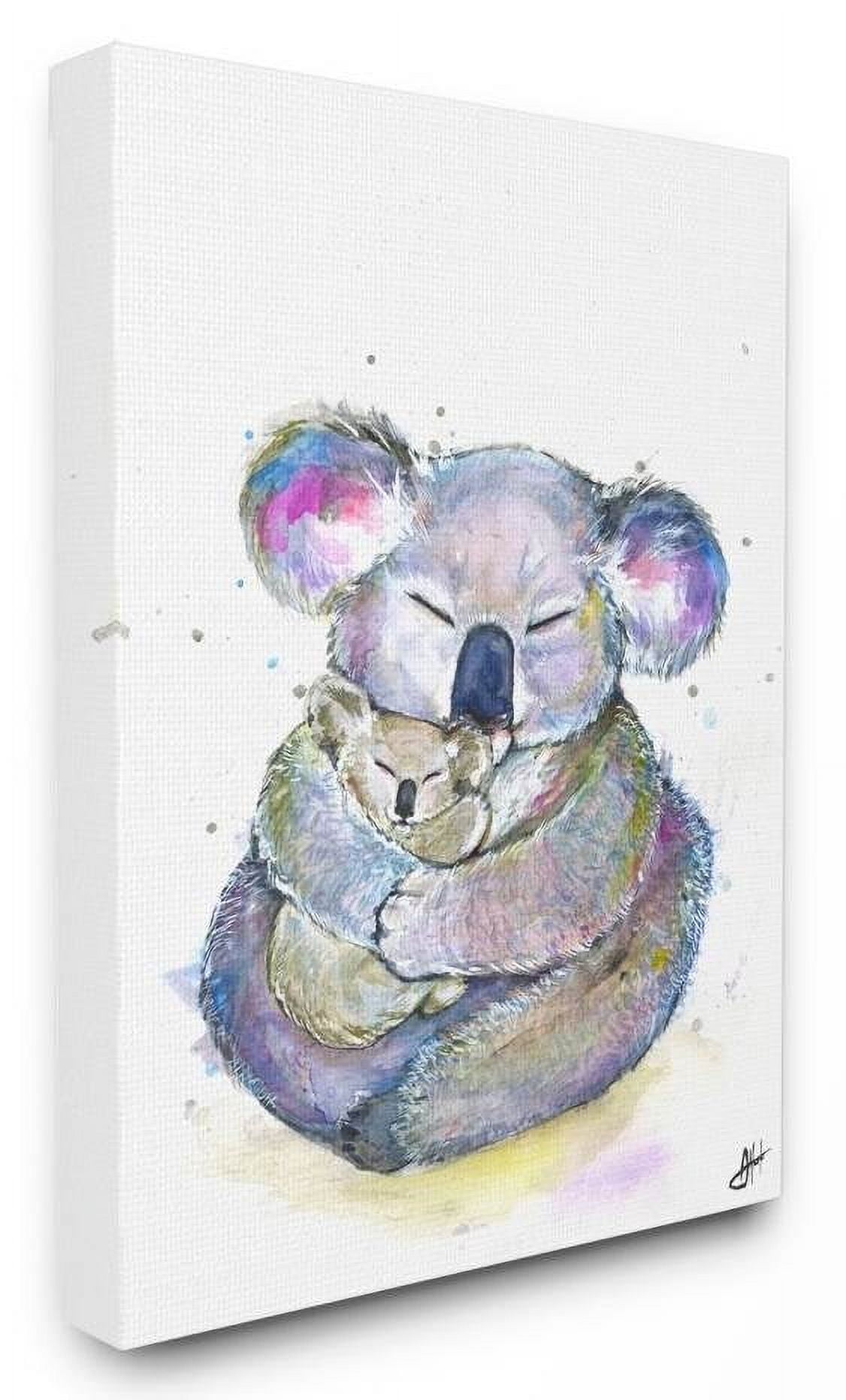 Stupell Industries Colorful Cute Koala Family Animal Watercolor Painting Canvas Wall Art by Marc Allante