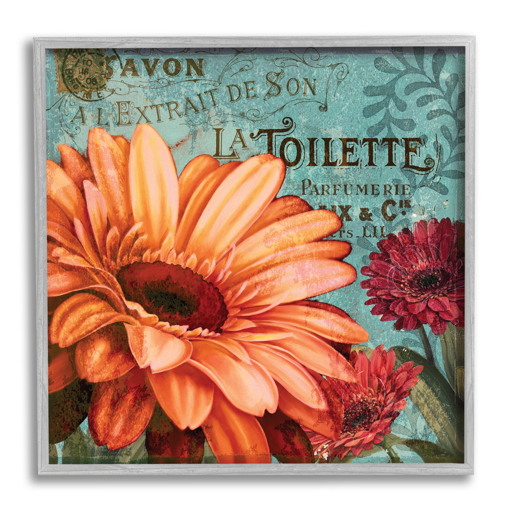 Stupell Industries Colorful Daisies with Antique French Backdrop, 24 x 24,Design by Art Licensing Studio