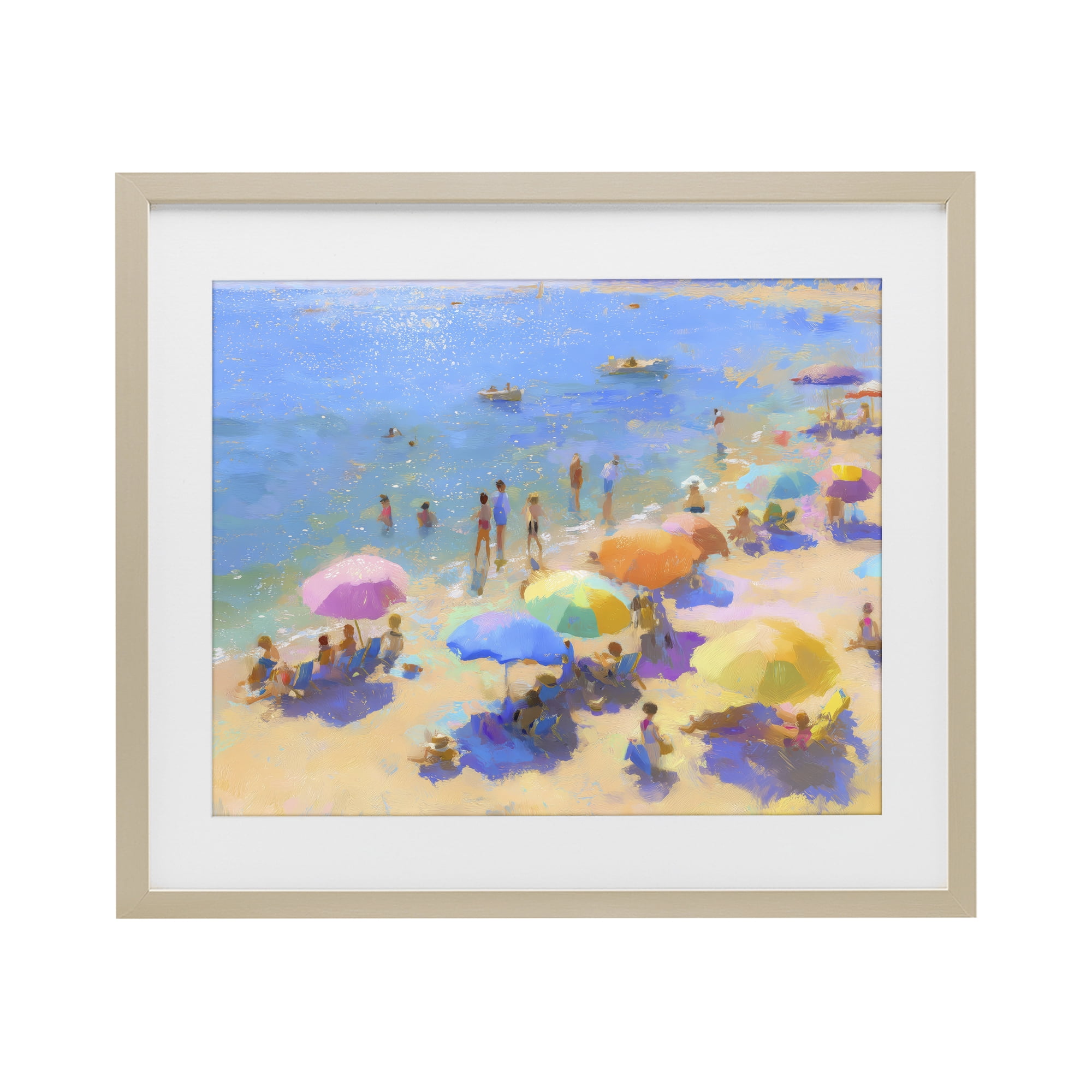 Stupell Industries Colorful Day at Beach Birch Framed Print Under Glass, design by LSR Design Studio