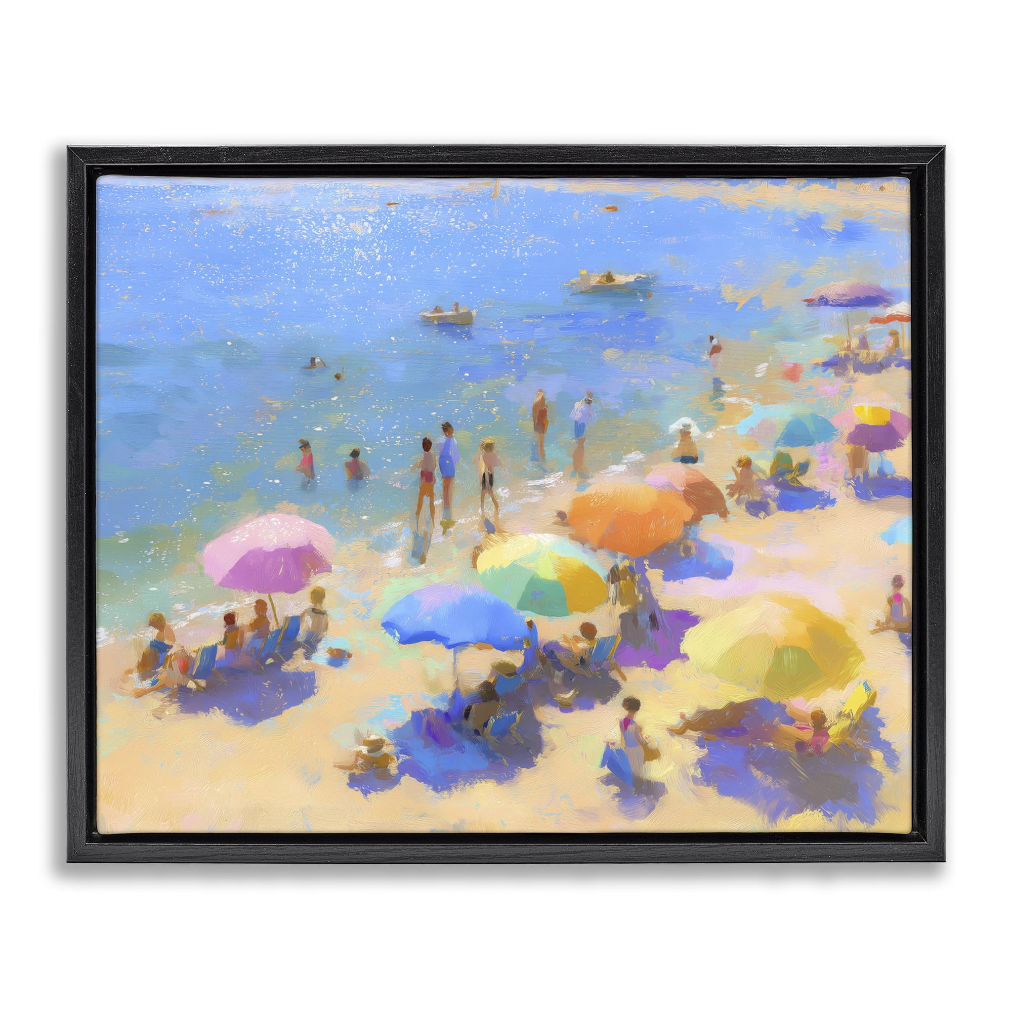 Stupell Industries Colorful Day at Beach Black Framed Floater Canvas Wall Art, design by LSR Design Studio
