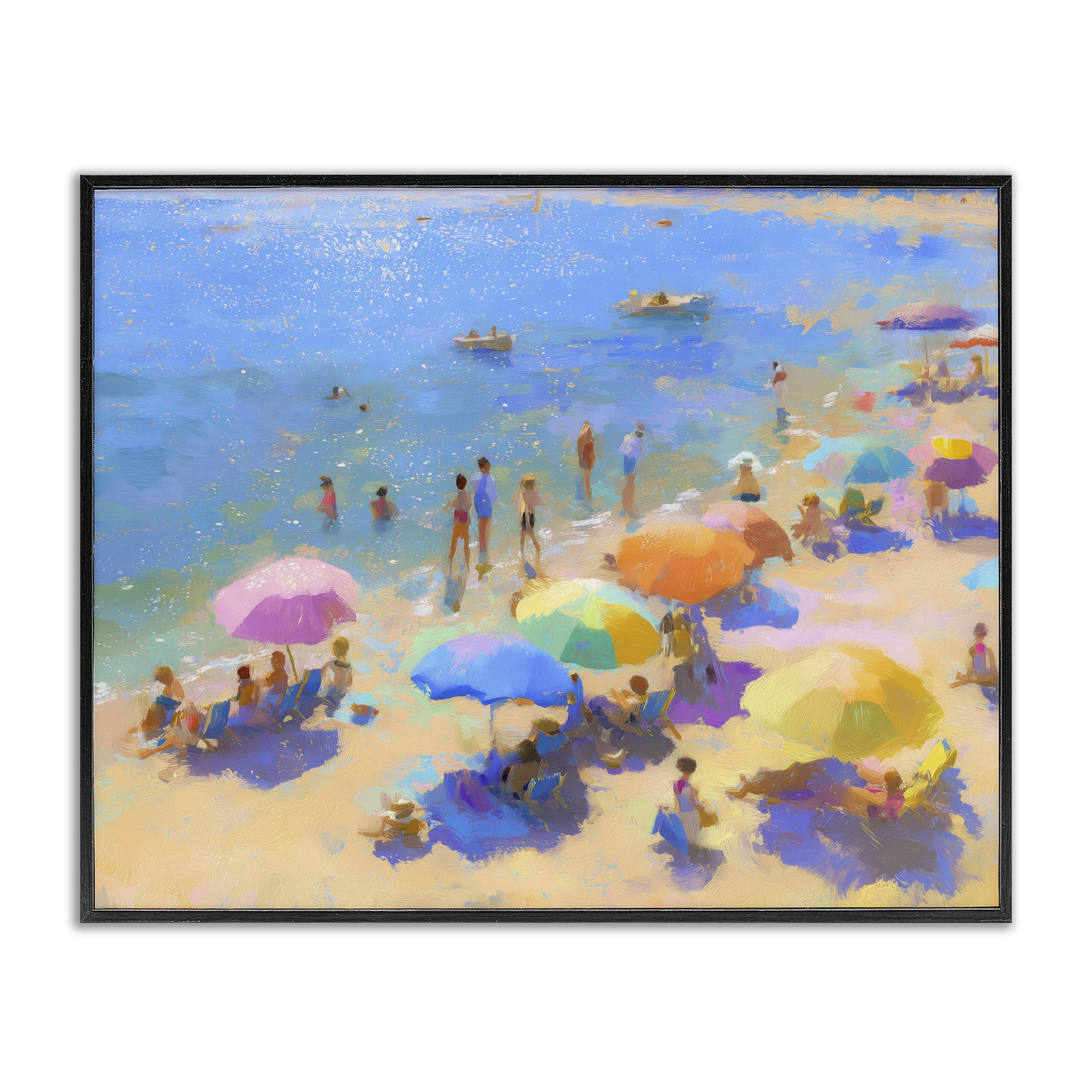 Stupell Industries Colorful Day at Beach Black Framed Giclee Art, design by LSR Design Studio