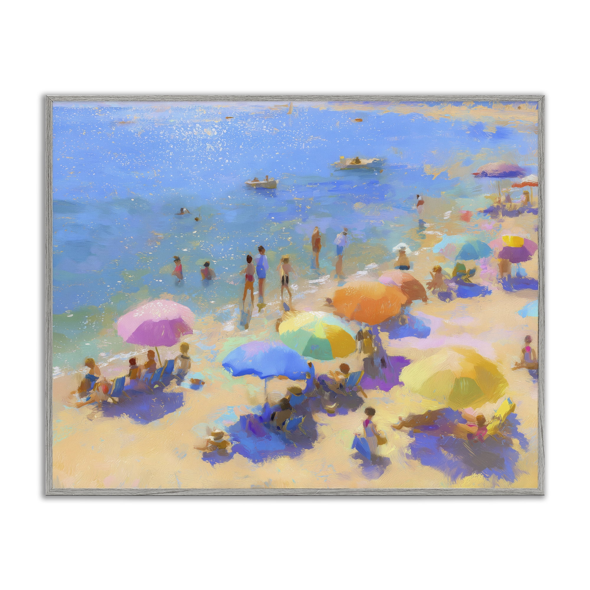 Stupell Industries Colorful Day at Beach Gray Framed Giclee Art, design by LSR Design Studio